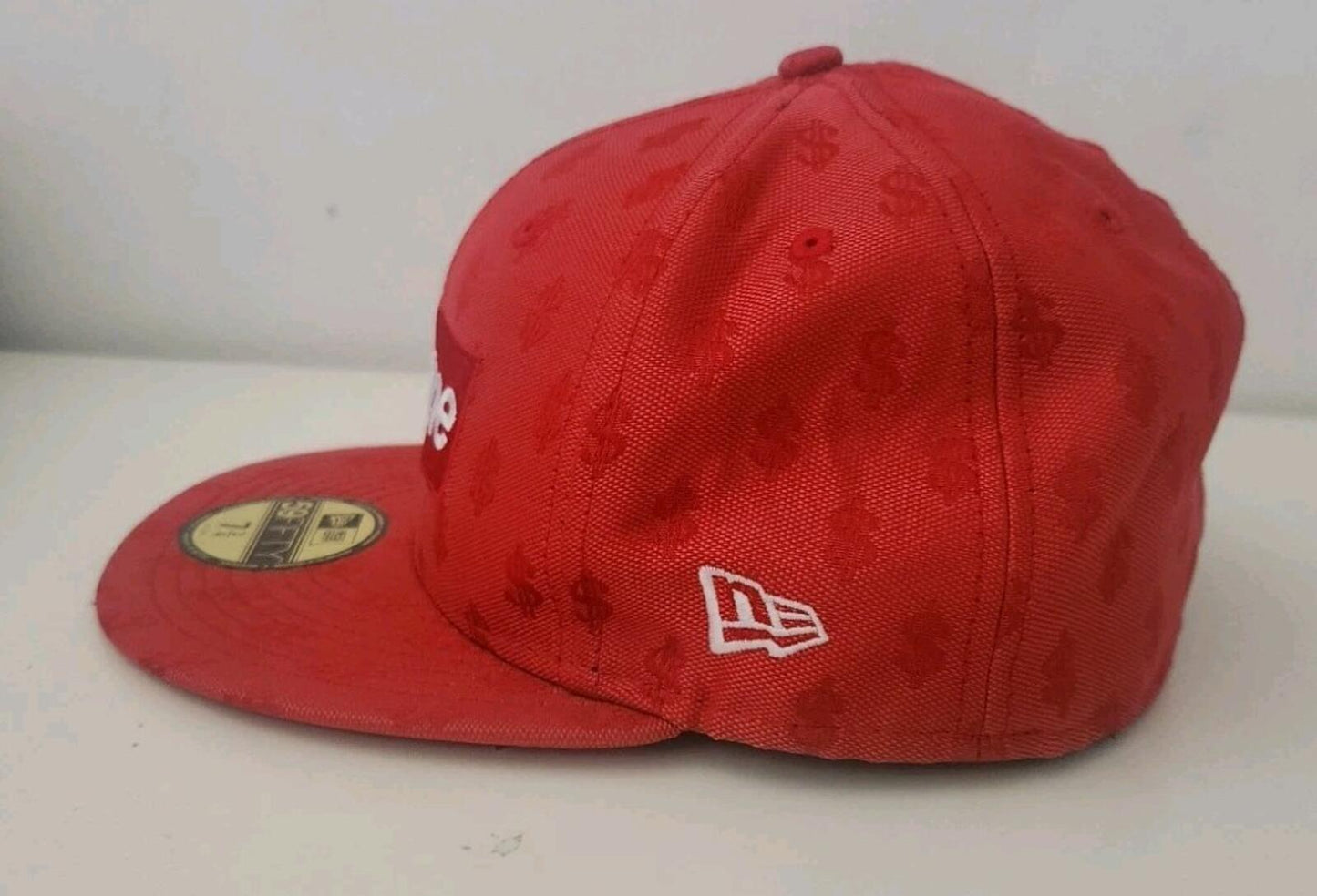 SS18 Supreme Monogram Box Logo New Era 7 3/4 Red cap baseball hat snapback $