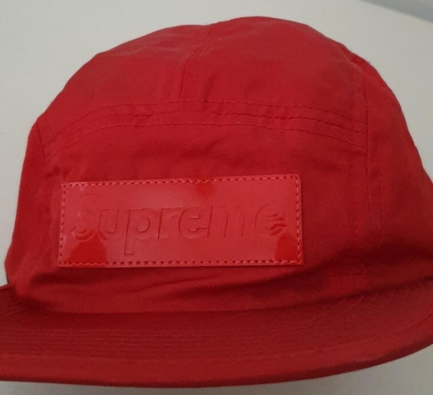 FW18 Supreme Patent Leather Patch Camp Cap Rot