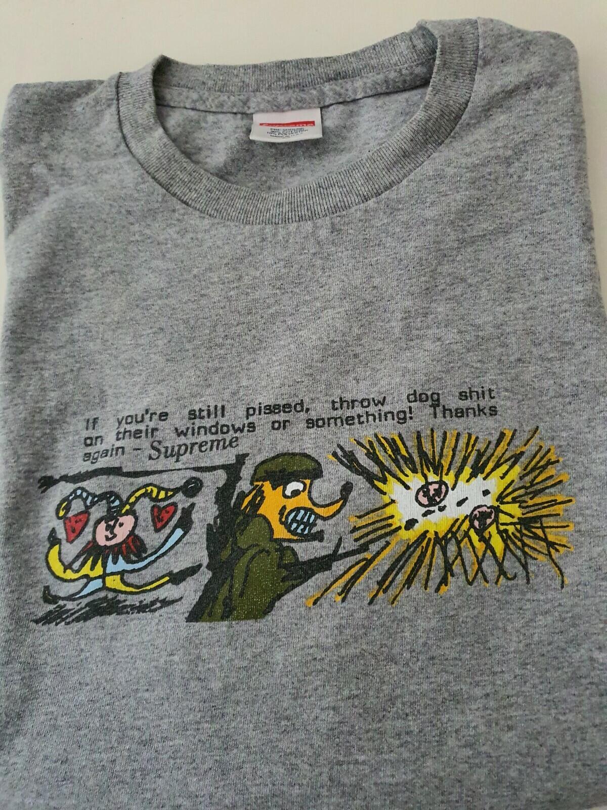 FW17 Supreme Dog Shi t Tee Heather Grey Size M