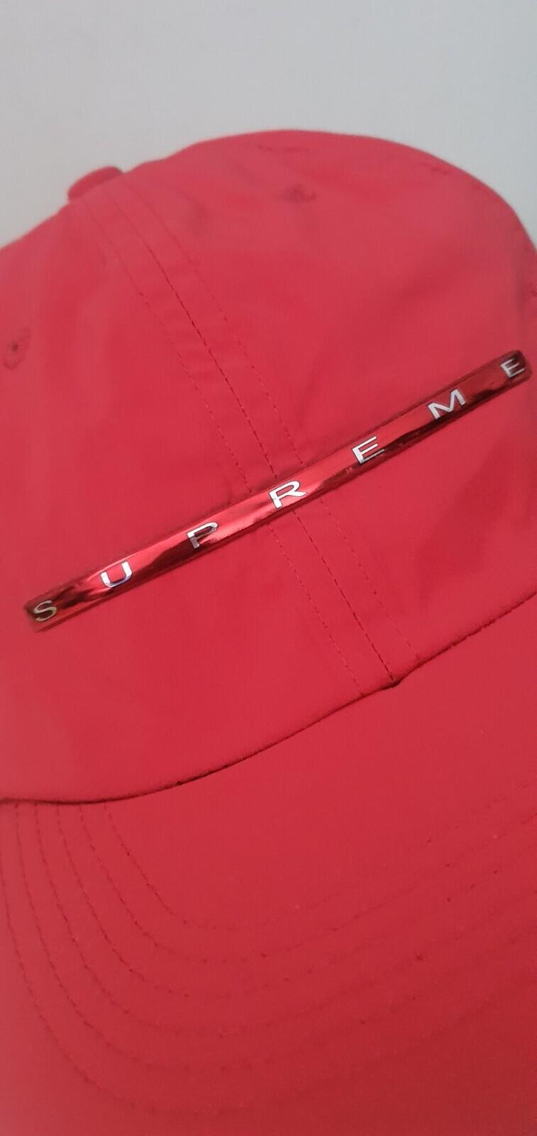 SS17 Supreme Chrome Stripe 6-panel Red cap hat