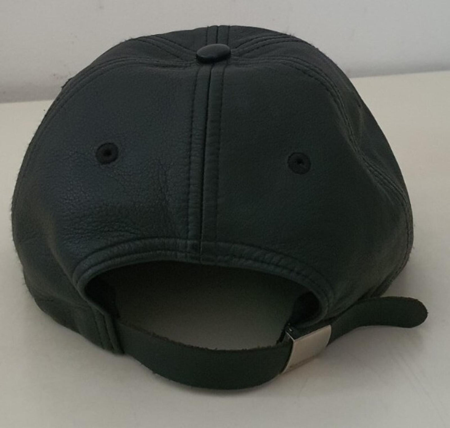 Gorra de 6 paneles FW16 Supreme Leather Classic Logo negra rara