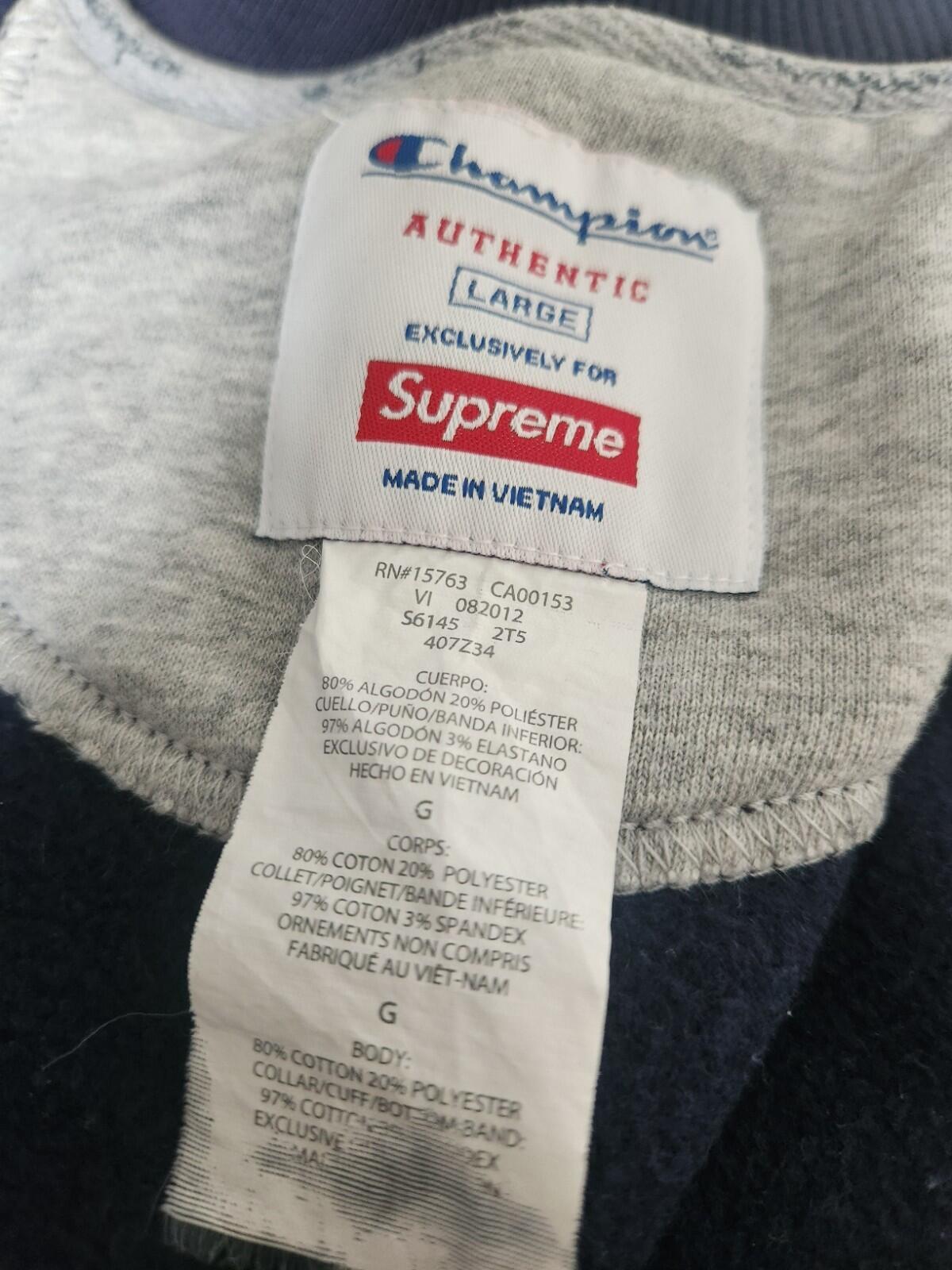 FW12 Supreme Champion Crewneck Navy L Large Stars Sweatshirt Blau Vintage 2012