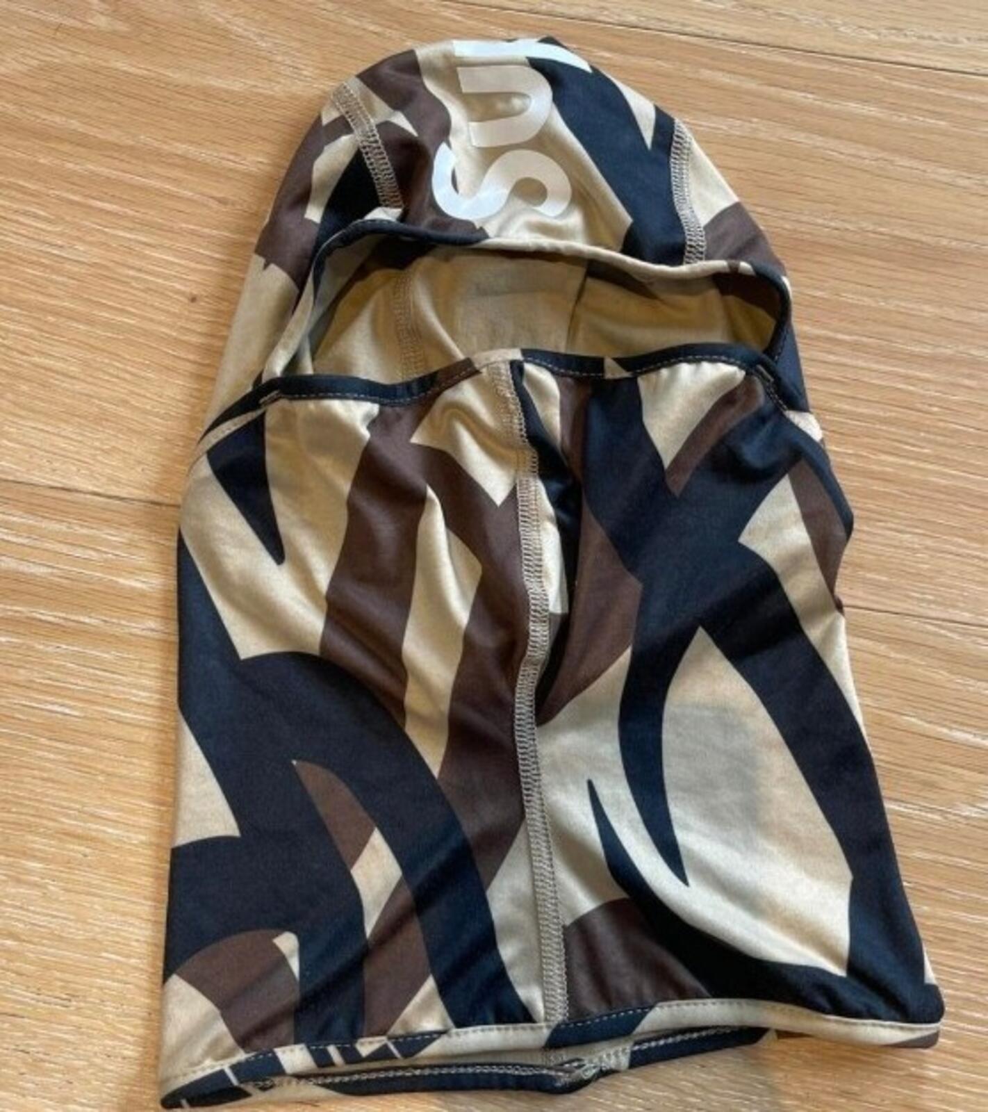 FW17 Supreme Tribal Camo Balaclava tan big logo lightweight camouflage