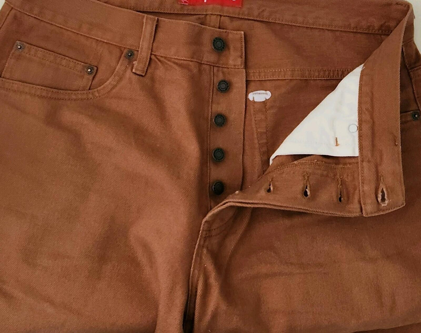 SS24 Supreme Regular Jean Size 36 W36 L32 Brown Jeans 13 Oz.