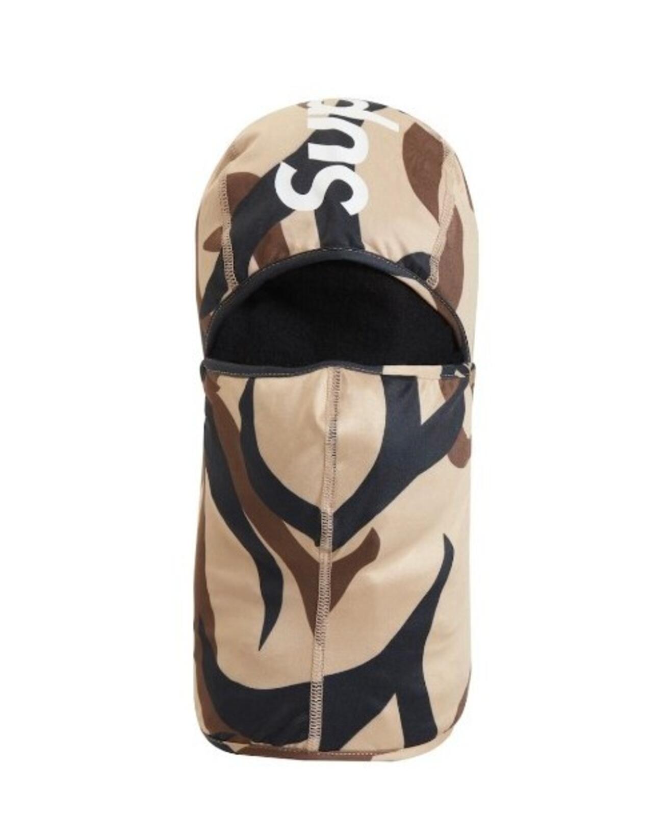 FW17 Supreme Tribal Camo Balaclava tan big logo lightweight camouflage