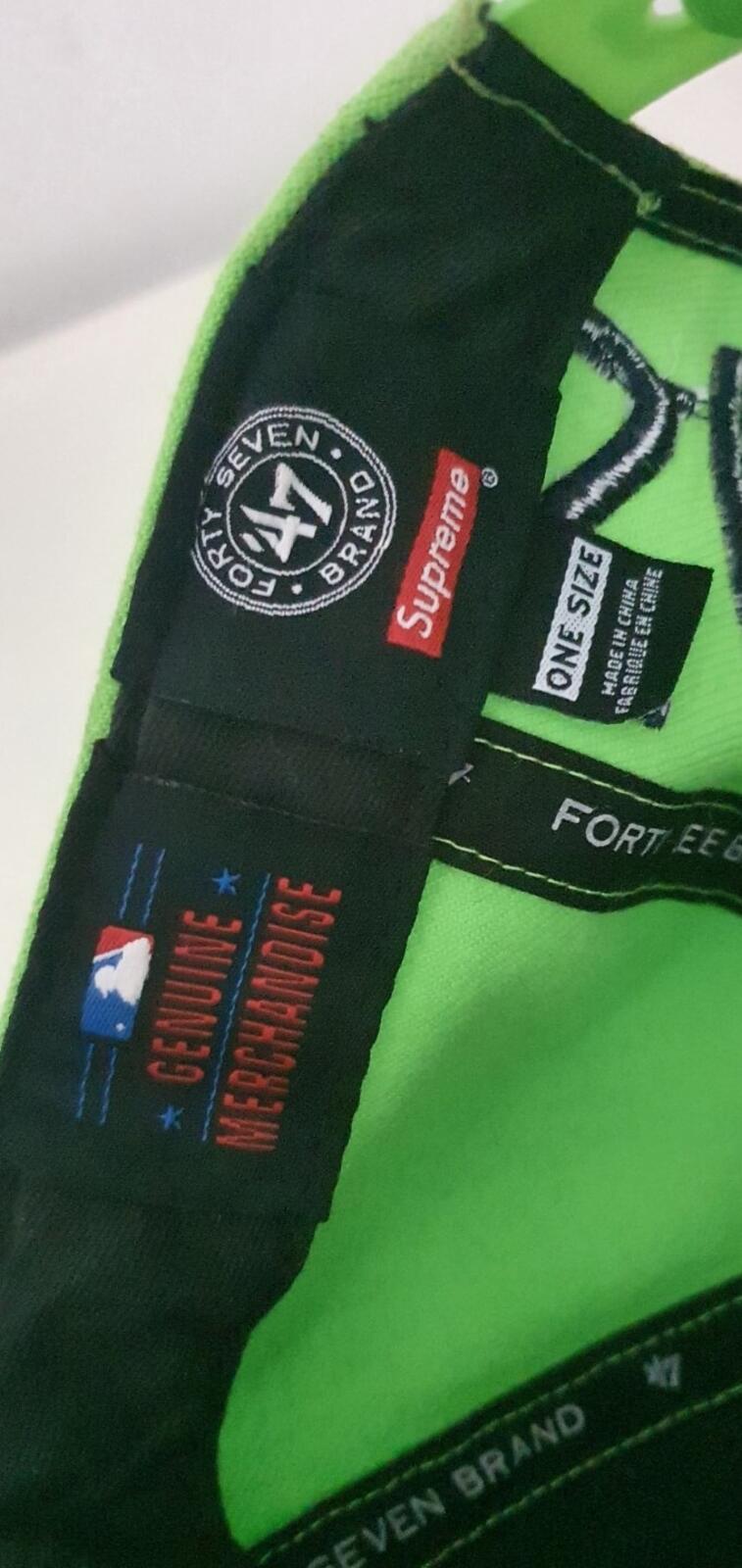SS15 Supreme x Yankees x 47 brand lime green 5-panel cap Rare Baseball Hat