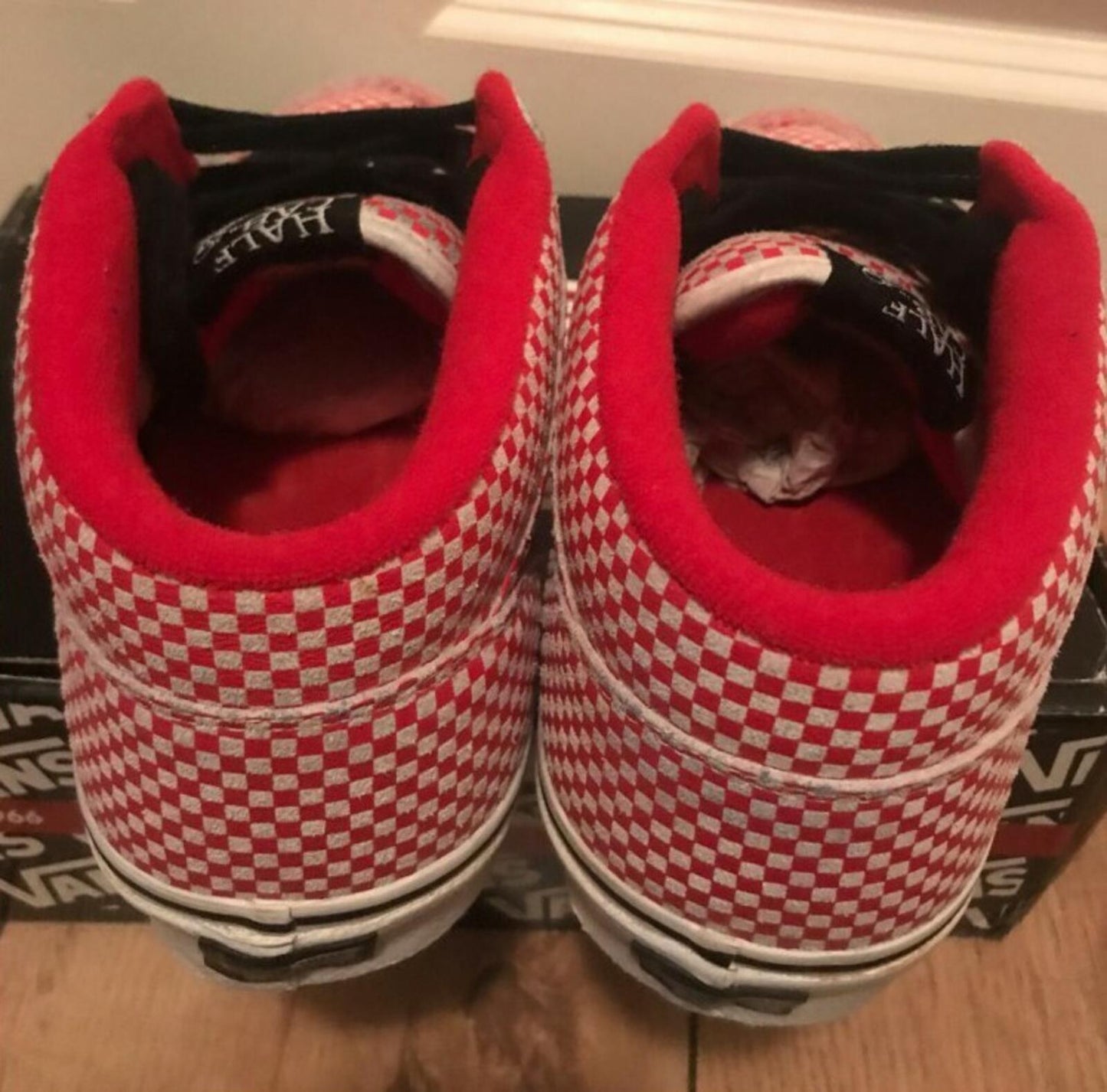 FW09 Supreme x Vans Micro Check Half Cab Red US 9 UK 8 EU 42