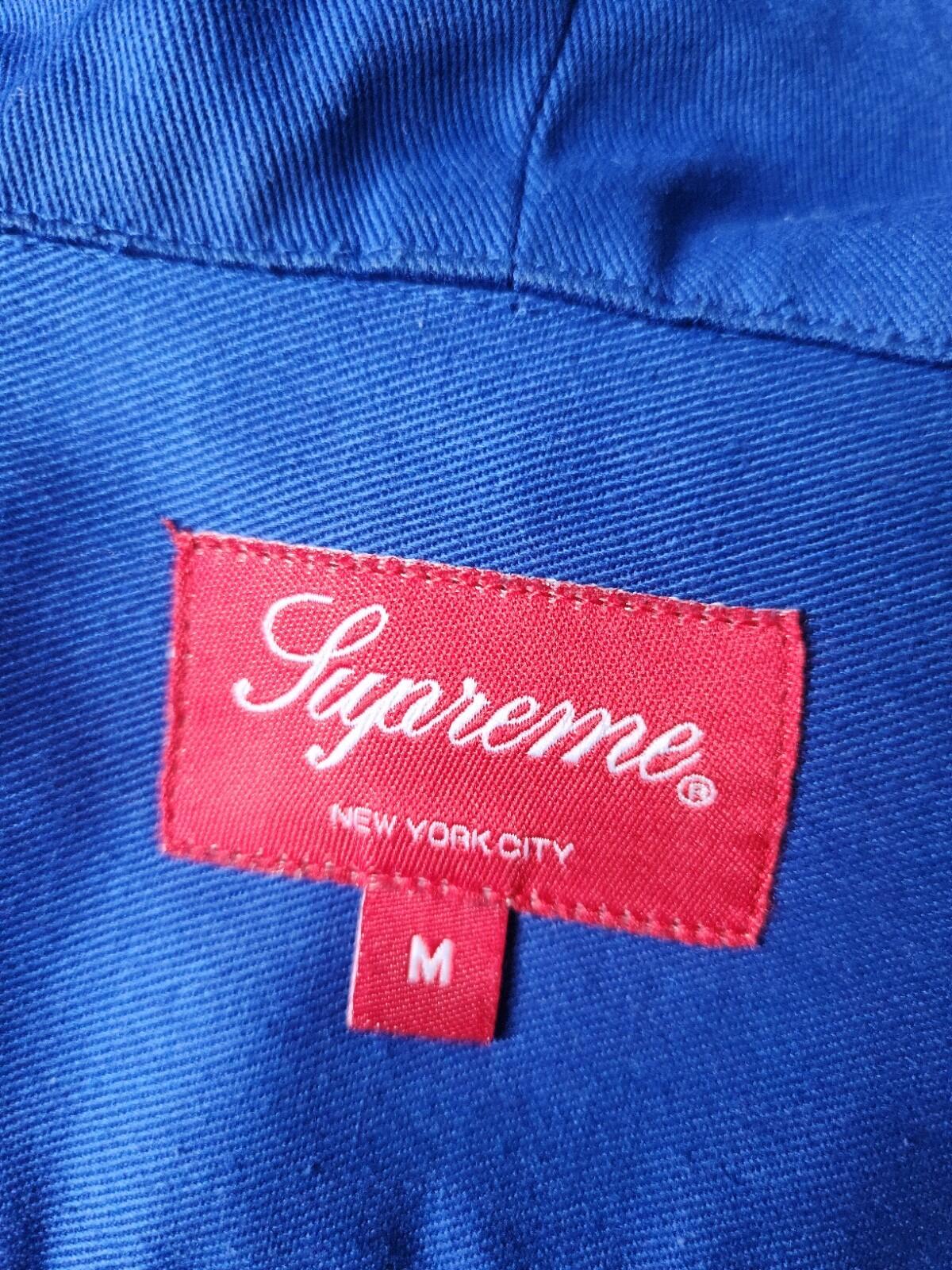 FW13 Supreme Hooded Twill Shirt Blue Size M