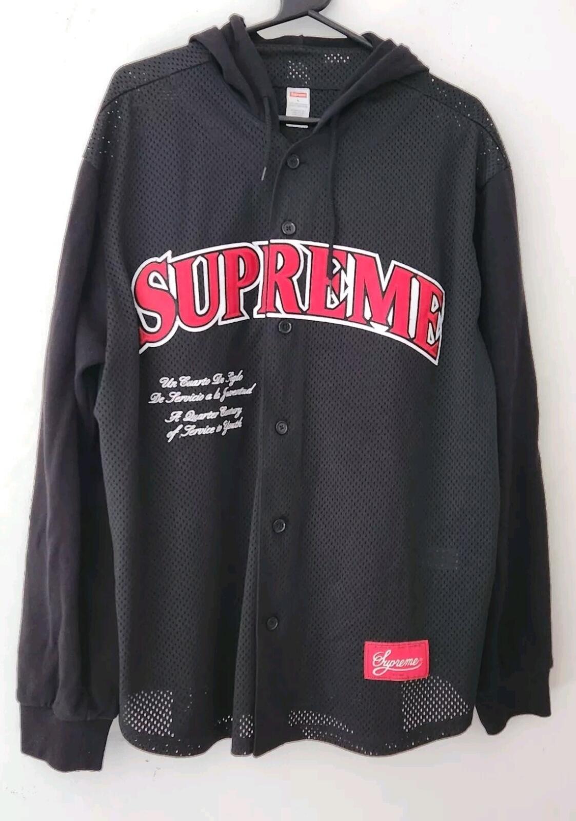 SS20 Supreme Hooded L/S Baseball Jersey size L Large black Top