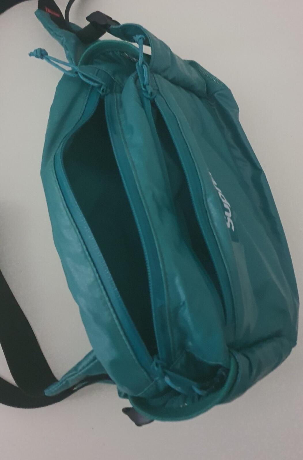 FW17 Supreme teal waist bag Cordura Fabric reflective text Shoulder Belt Used 1x