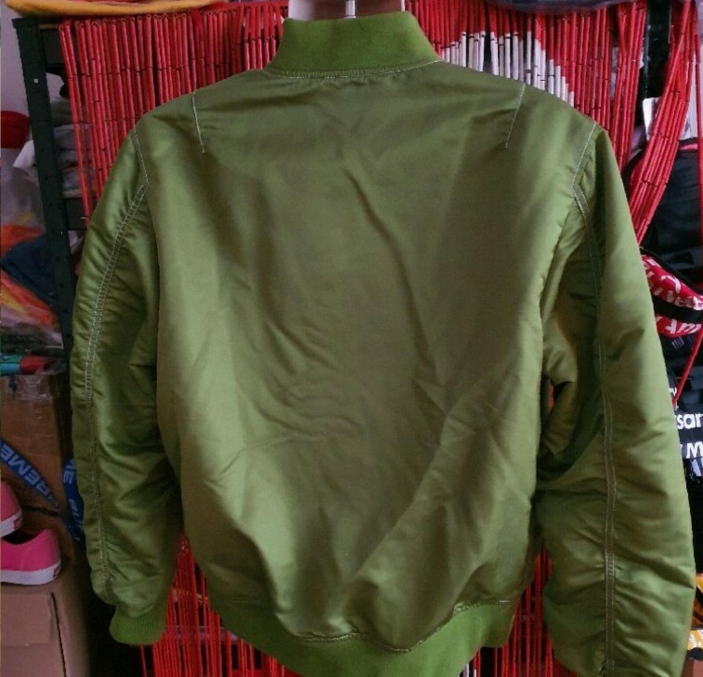 SS17 Supreme Contrast Stitch Reversible MA-1 Jacket Green Zebra Size M