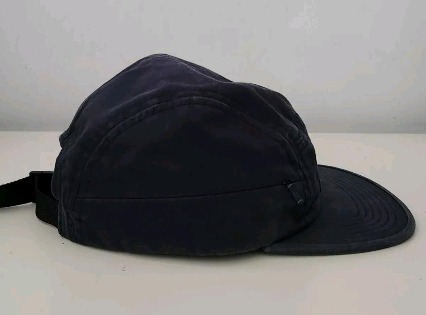 FW17 Supreme Side Zip Camp cap Navy hat Box Logo