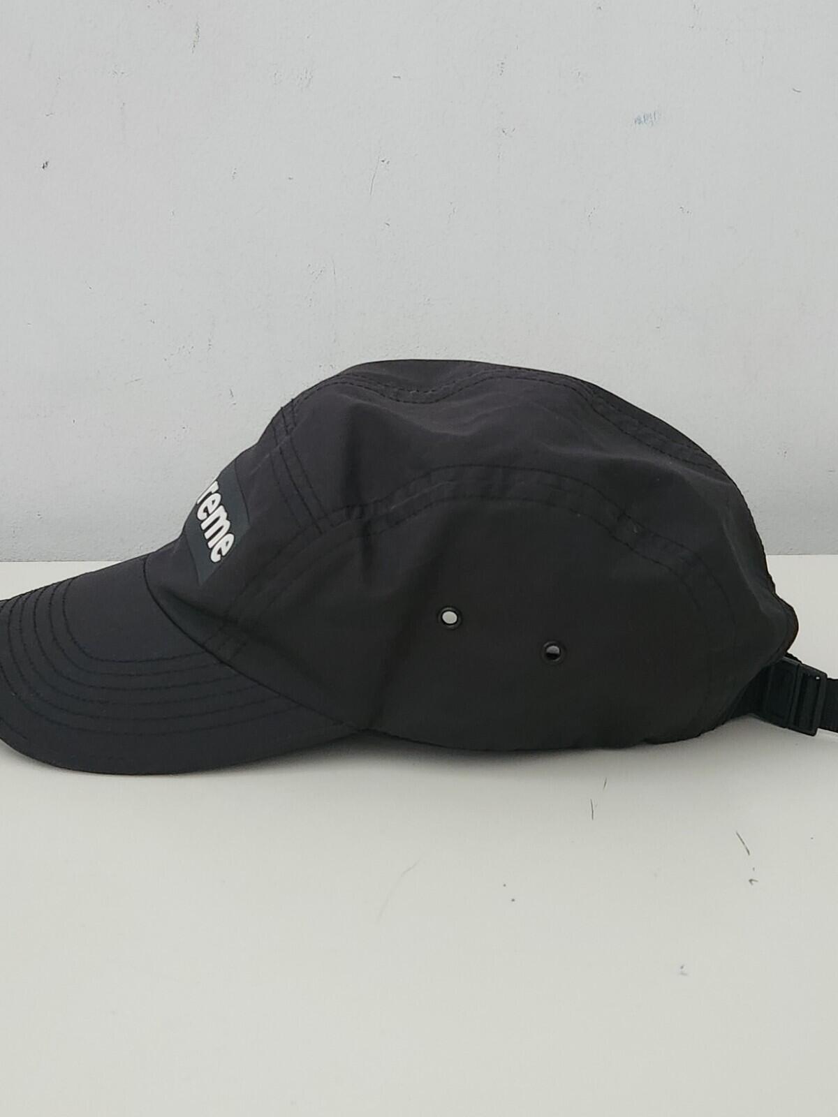 FW20 Supreme Inset Logo Camp Cap Black Rubber Box logo Water Resistant Hat