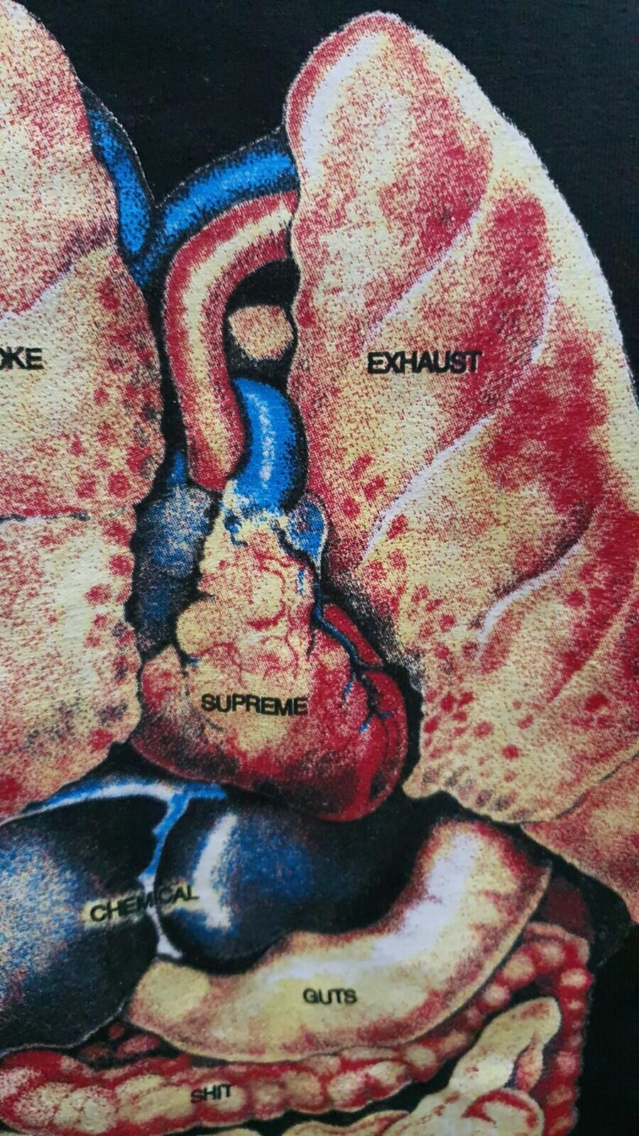 FW18 Supreme Guts black Tee t-shirt size L large anatomy organs