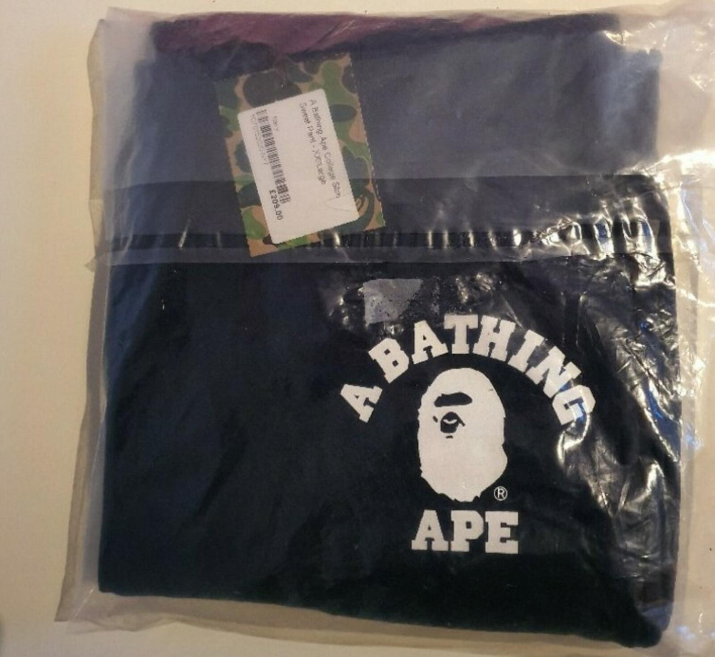 A Bathing Ape UVP 209 £ BAPE College Slim Fit Hose XXL 2XL Neu Trainingshose Marineblau