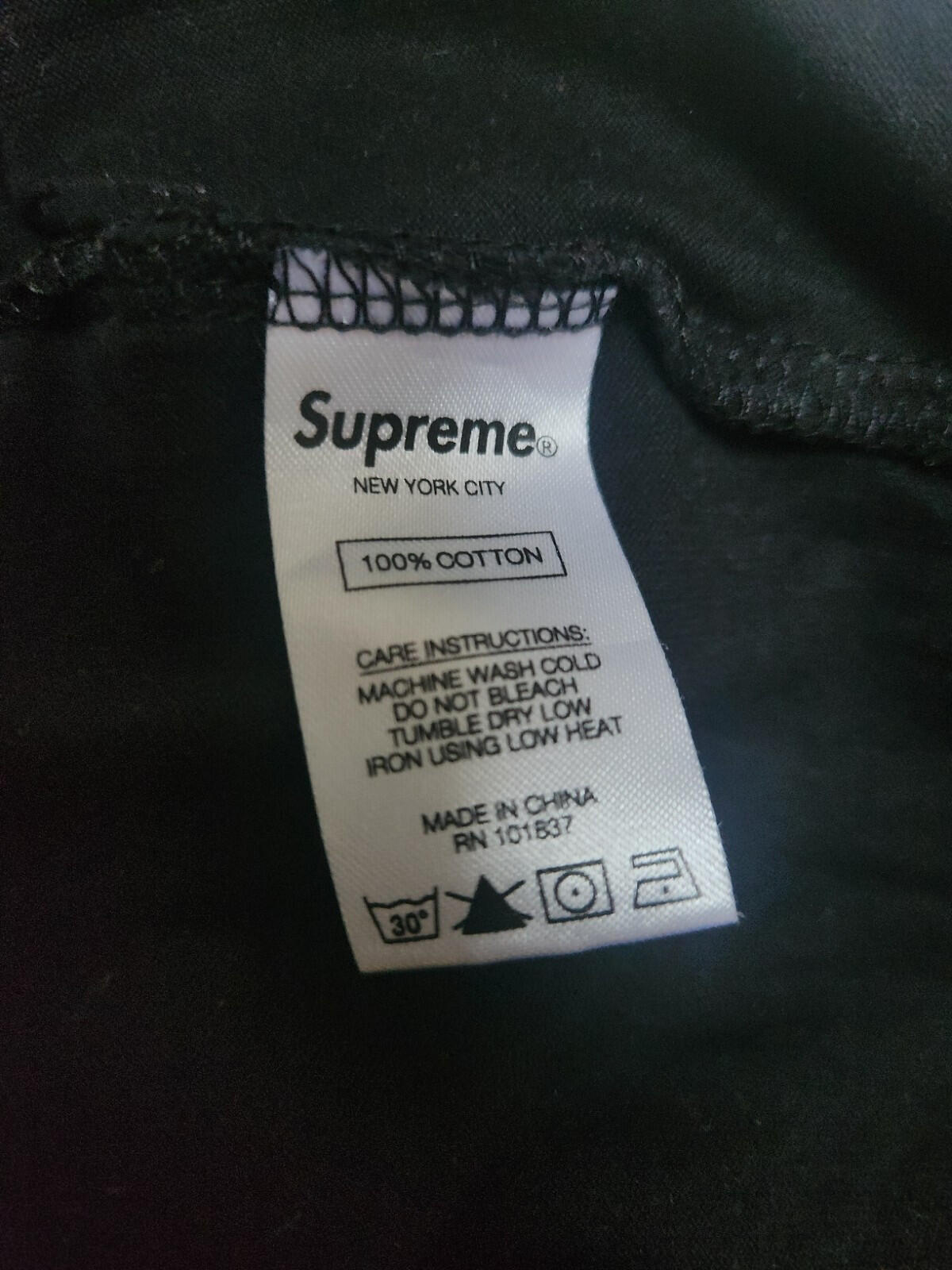 FW16 Supreme Ribbed Pocket Tee Black Size L