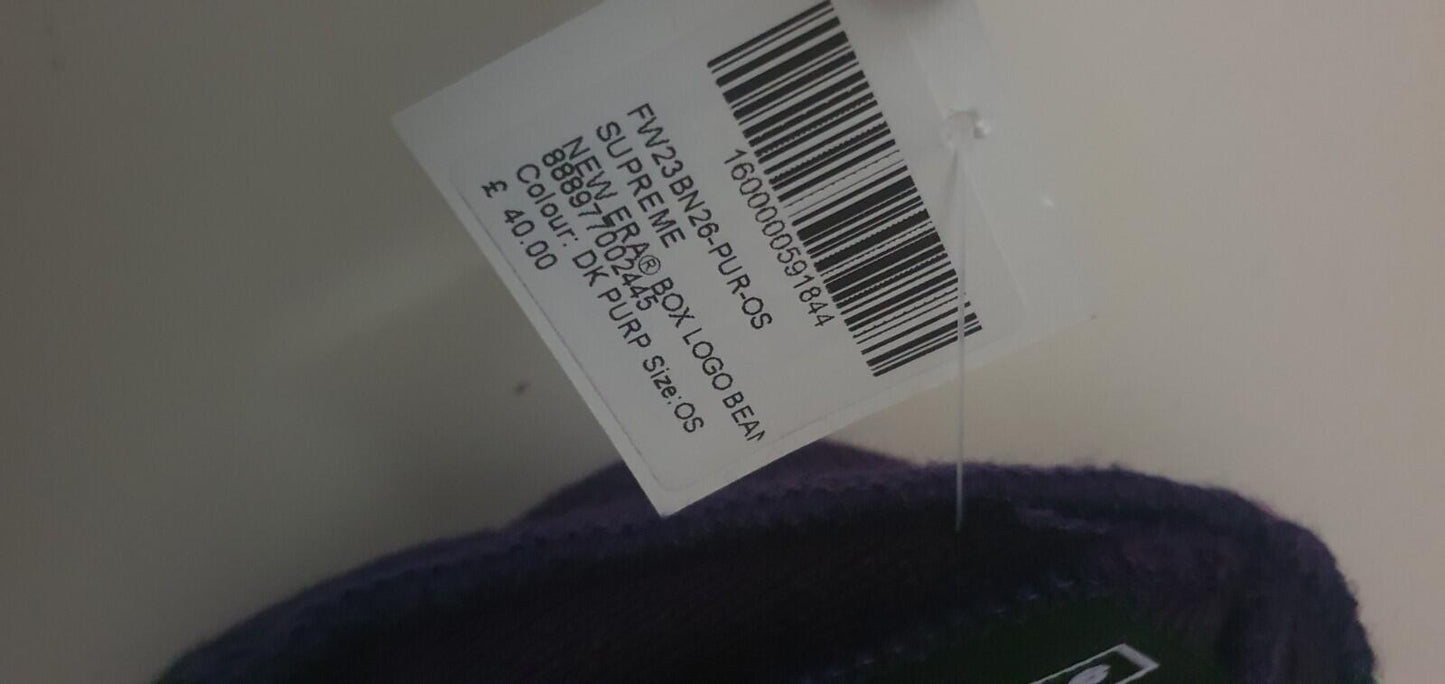 FW23 Supreme New Era box logo beanie Dark Purple New With Tag
