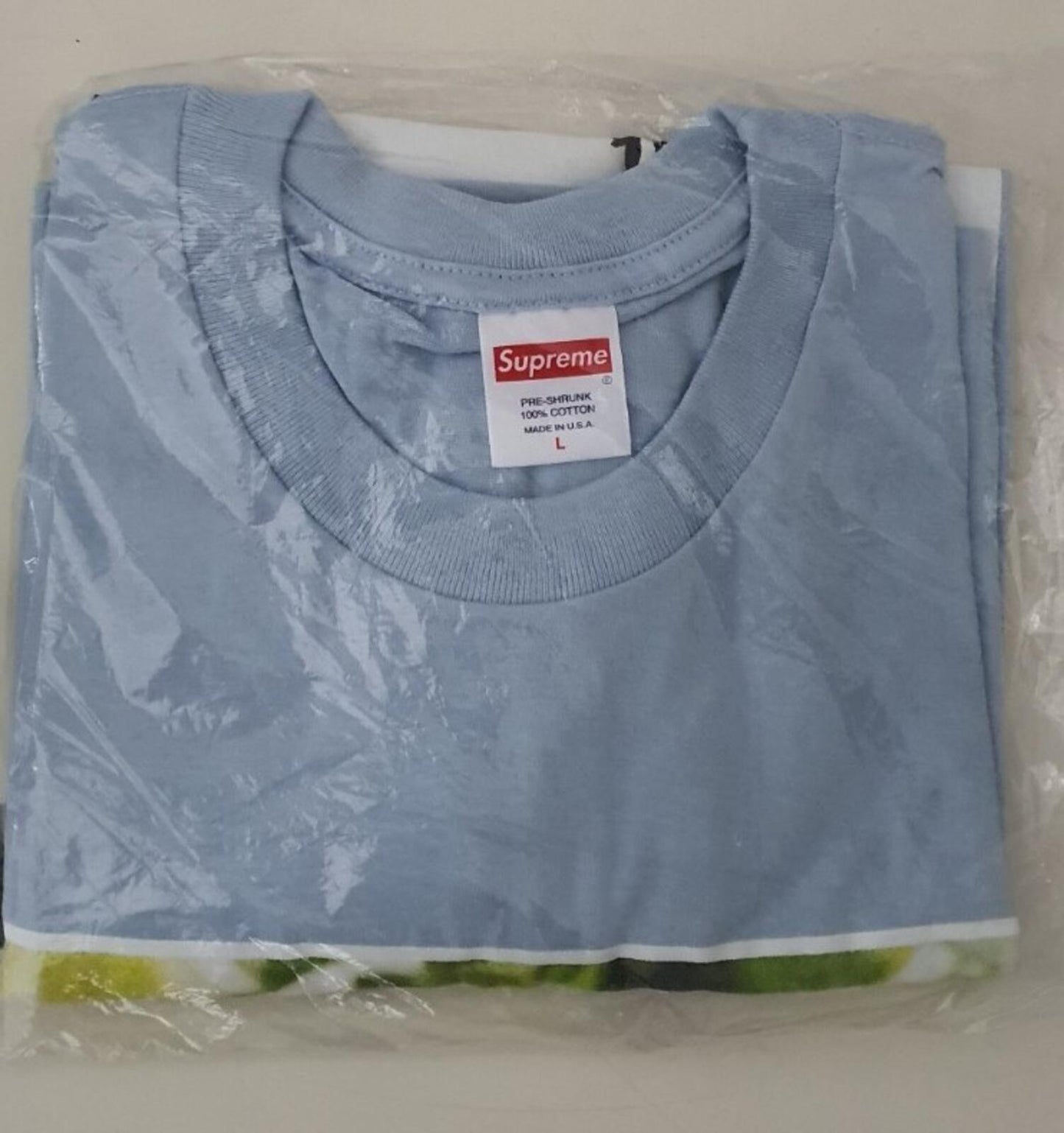 SS19 Supreme Buju Banton Photo Tee size L large T-shirt light blue New Unopened