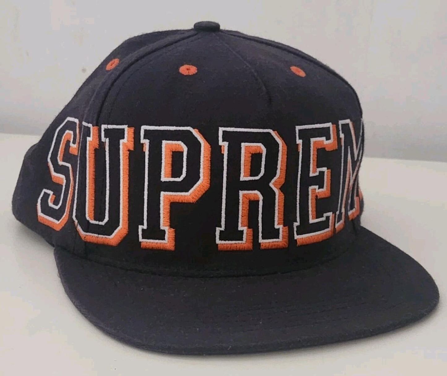 FW13 Supreme Banner 5-panel Navy Cap Big logo vintage hat ASAP ROCKY Rare 2013
