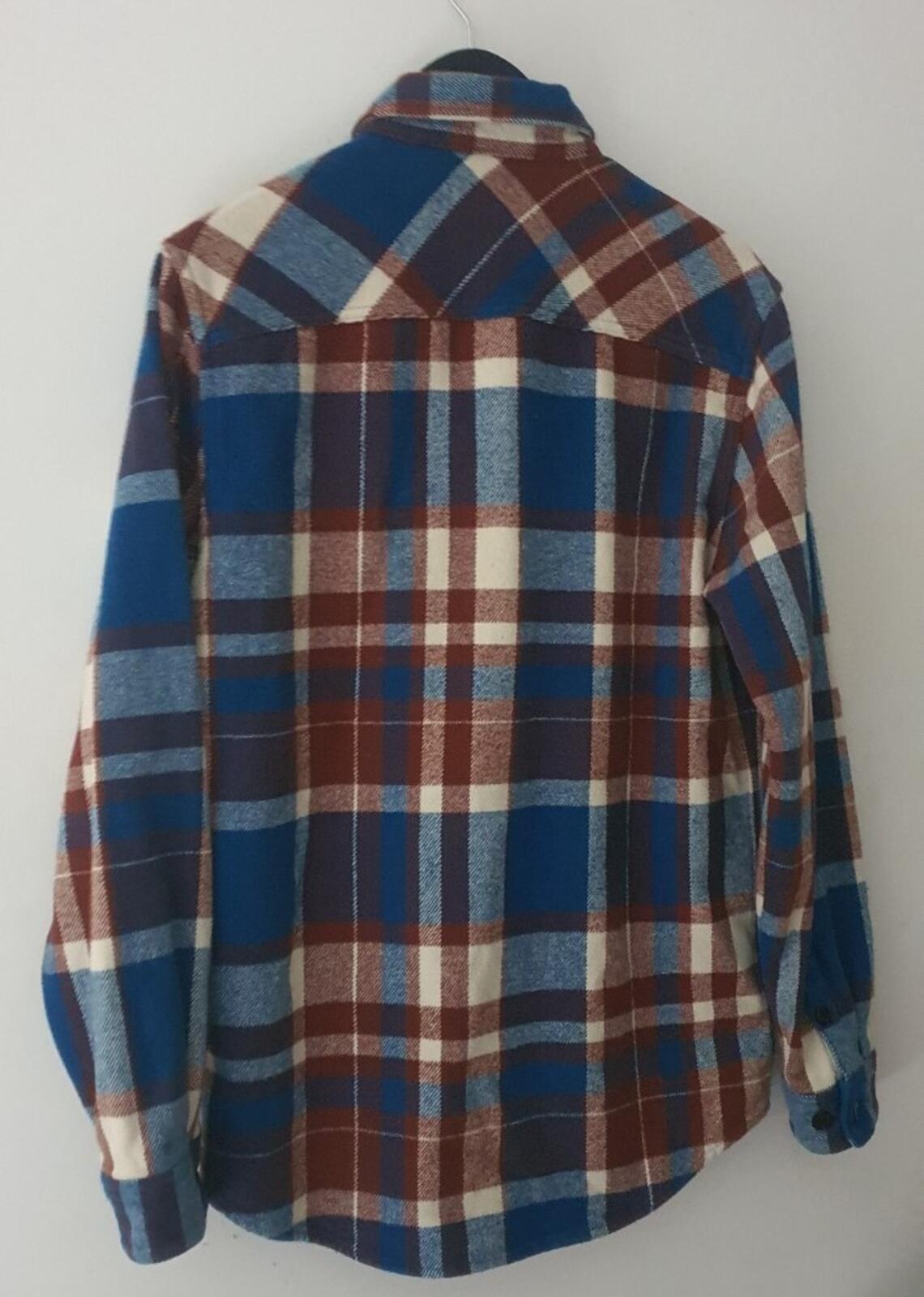 FW14 Supreme Heavyweight Plaid Flannel shirt Blue green Size M Medium thick Rare