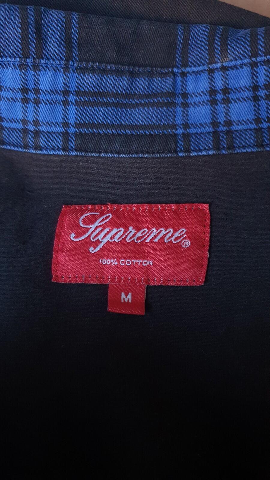 FW16 Supreme Animal Patchwork Twill Shirt Blue Size M