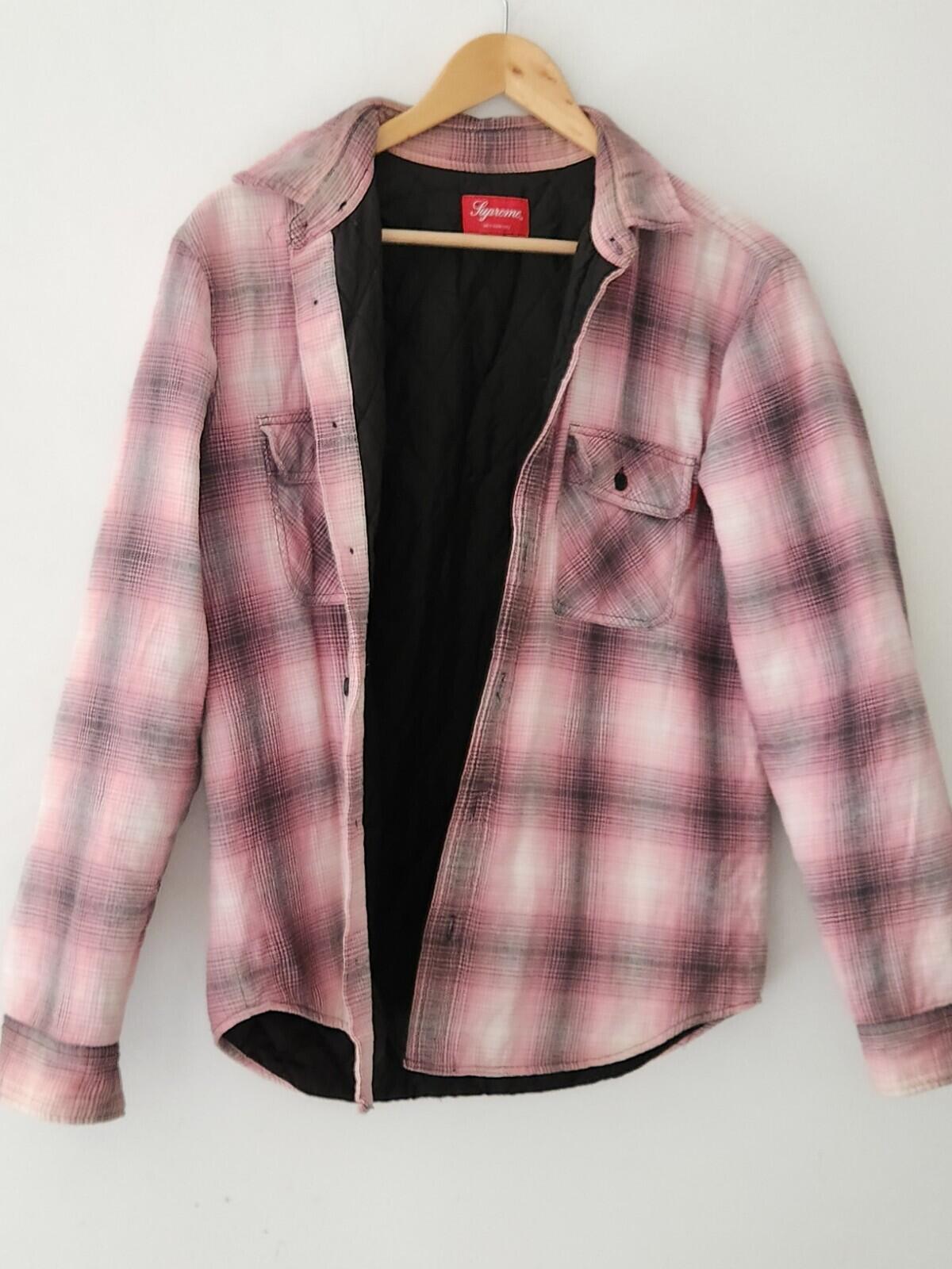 FW16 Supreme Quilted Flannel Shirt Size S Small Plaid White