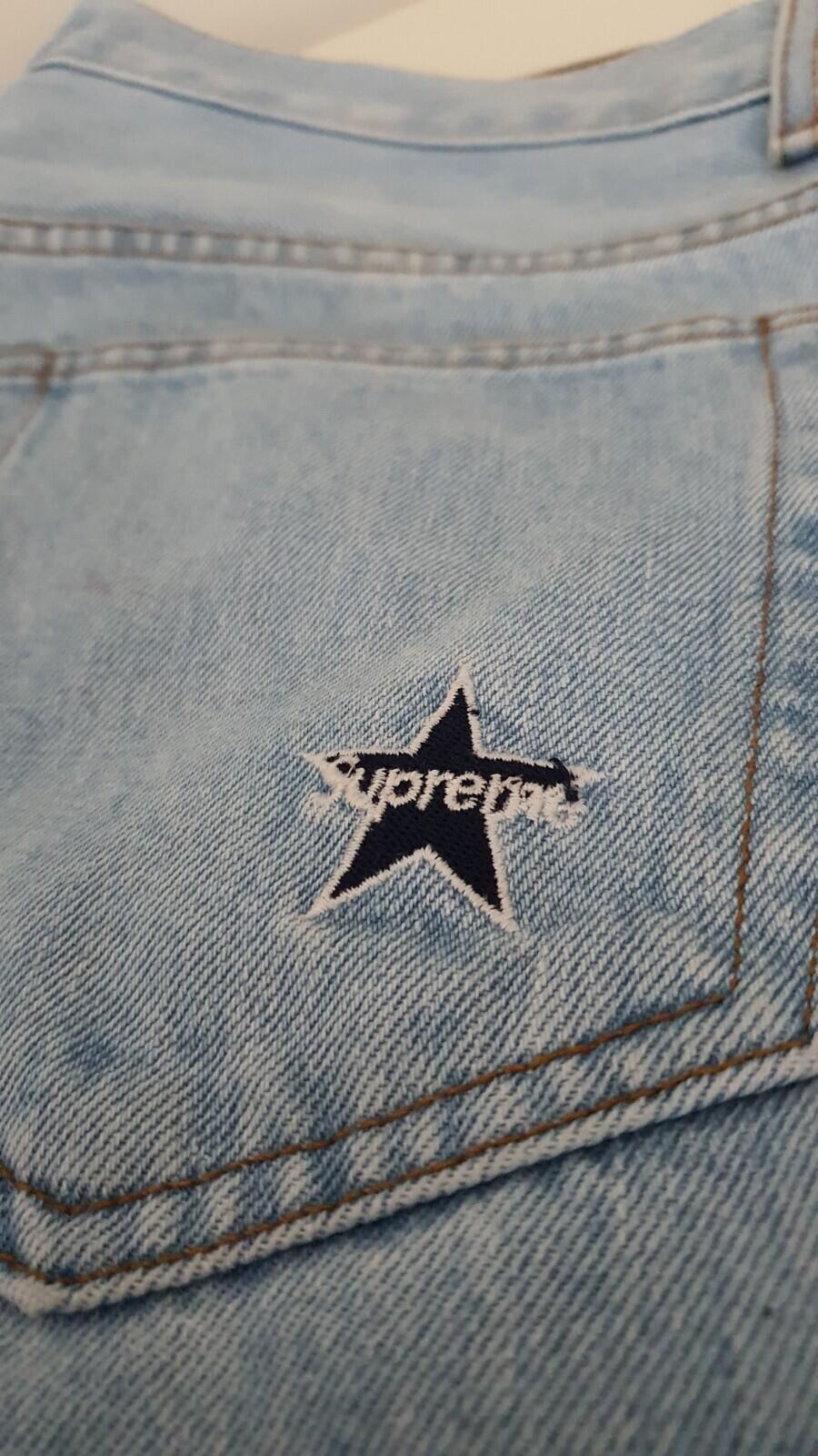 SS18 Supreme washed regular jeans size 34 blue W34 L32 star denim