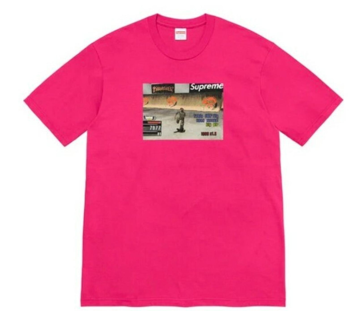 FW21 Supreme x Thrasher Game T-Shirt Hot Pink S Small Neu und ungeöffnet
