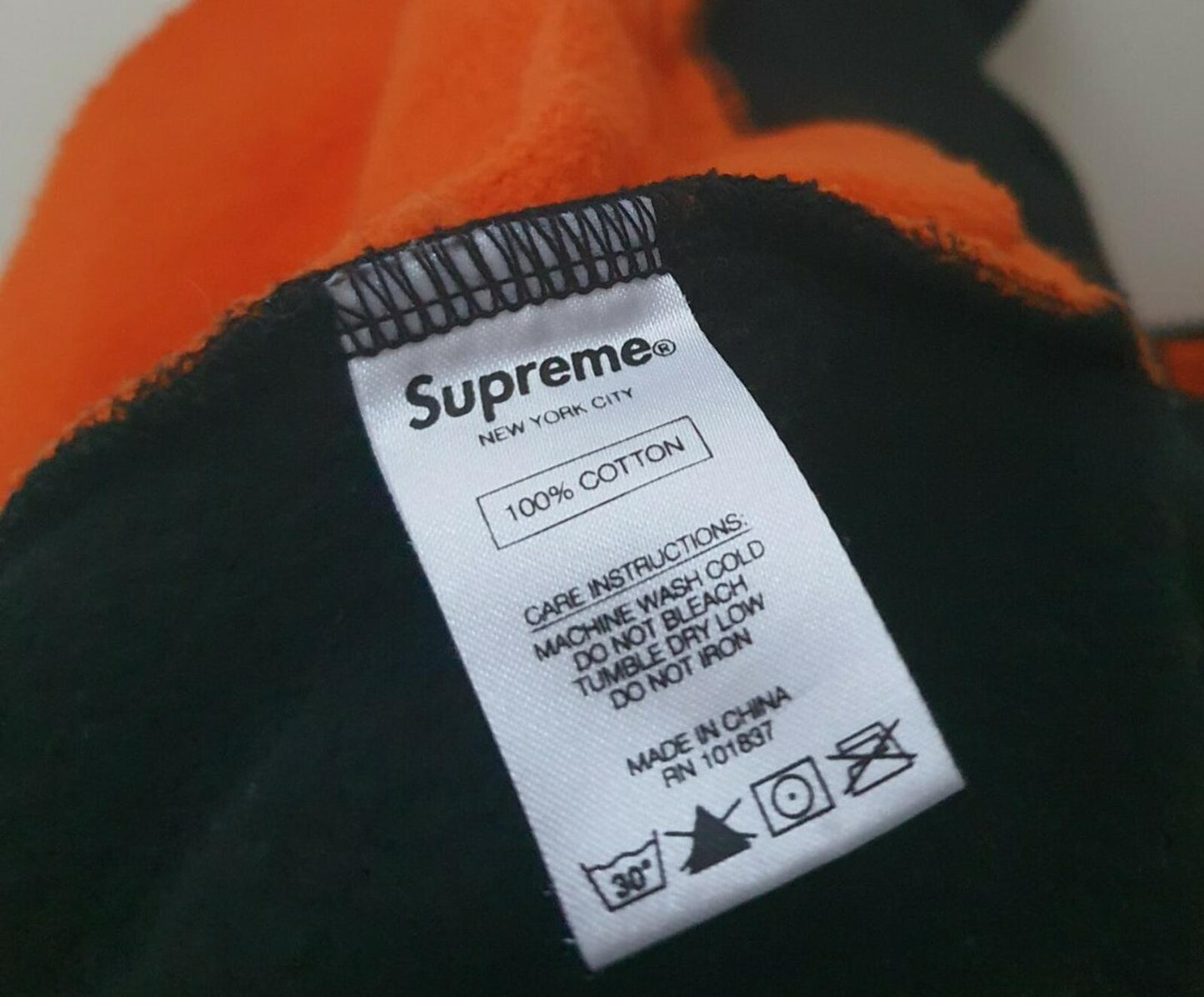 FW18 Supreme Sweatshirt Half-zip Speedway Black / Orange Crewneck size L large