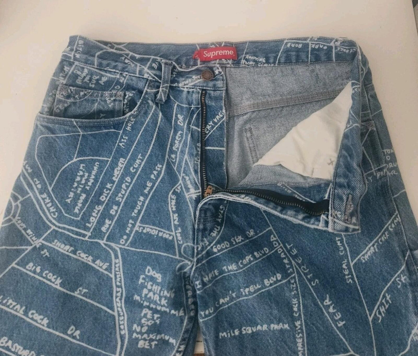 SS19 Supreme Gonz Map Denim Painter Hose Größe 30 W30 L30 Mark Gonzalez Jeans