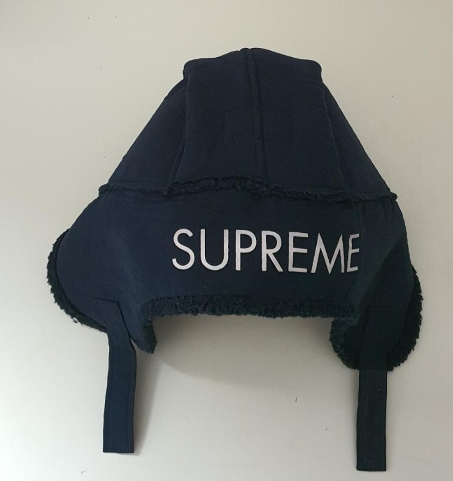 FW15 Supreme Faux Shearling Trooper Hat Navy