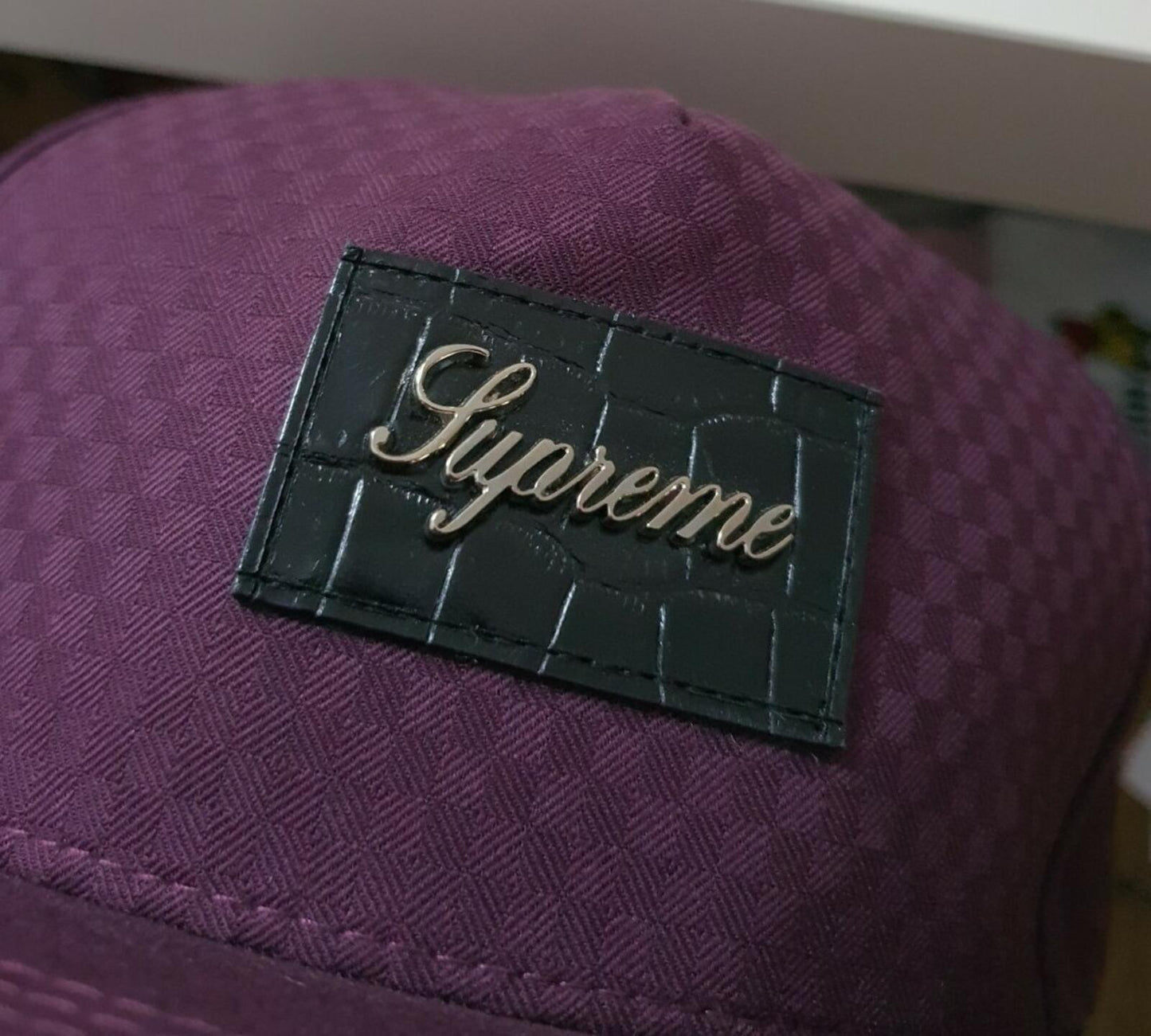 FW12 Supreme Starter Croc Patch 5-panel Cap Crocodile Leather Checkered