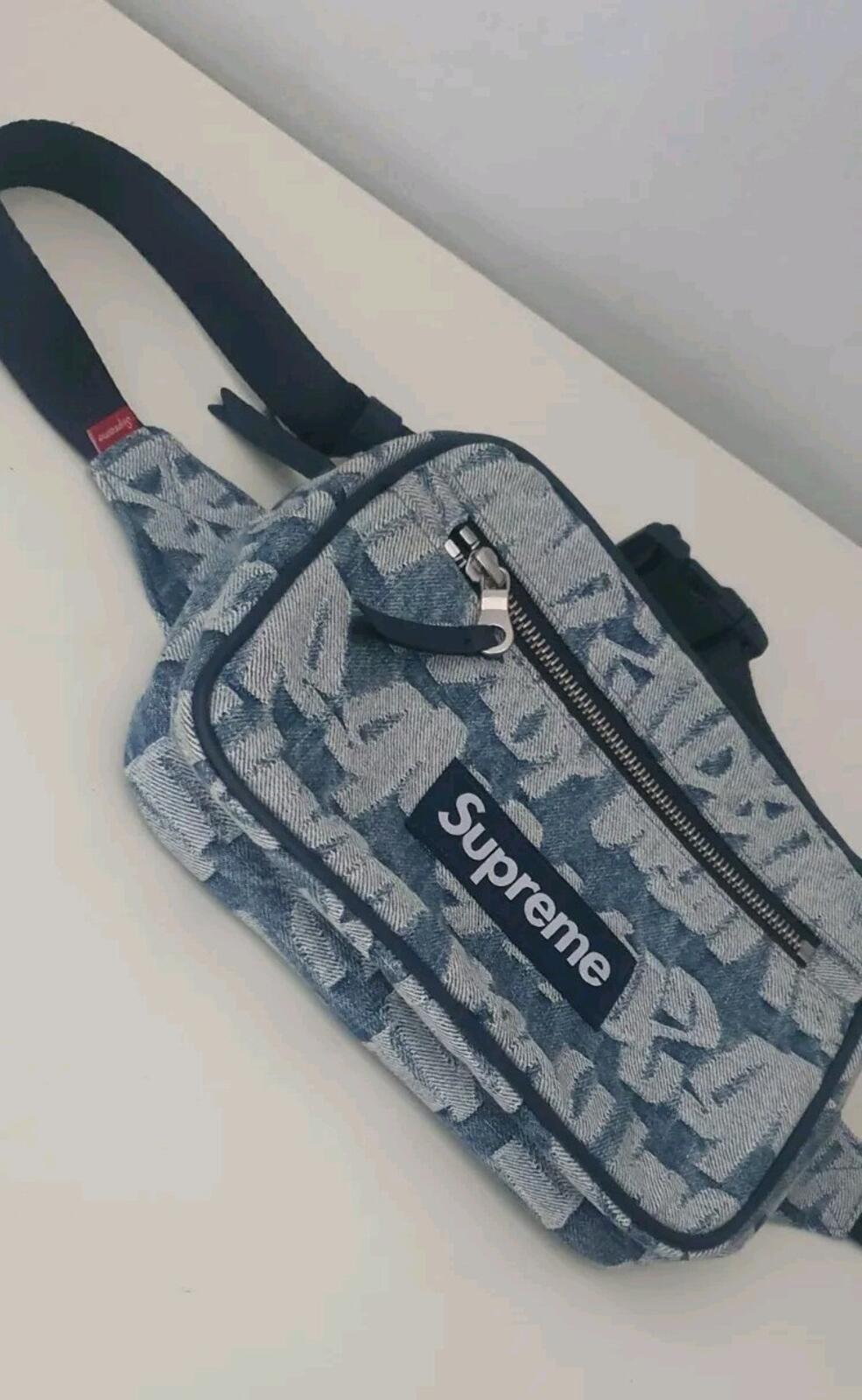 SS22 Supreme Fat Tip Jacquard Denim Bauchtasche Blau Schulter Bauchtasche 3L