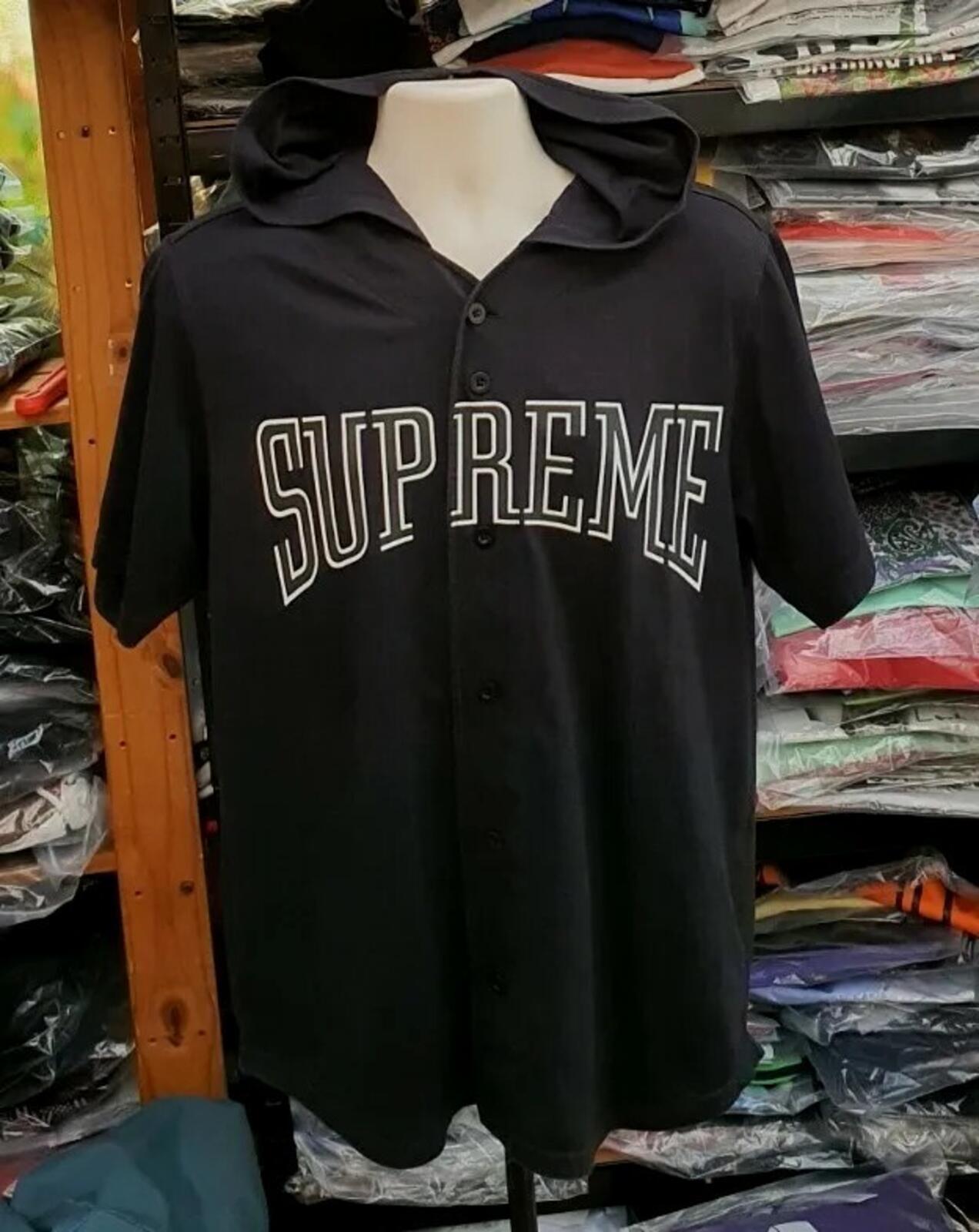 SS16 Supreme Hooded Baseball Top Black Size XL