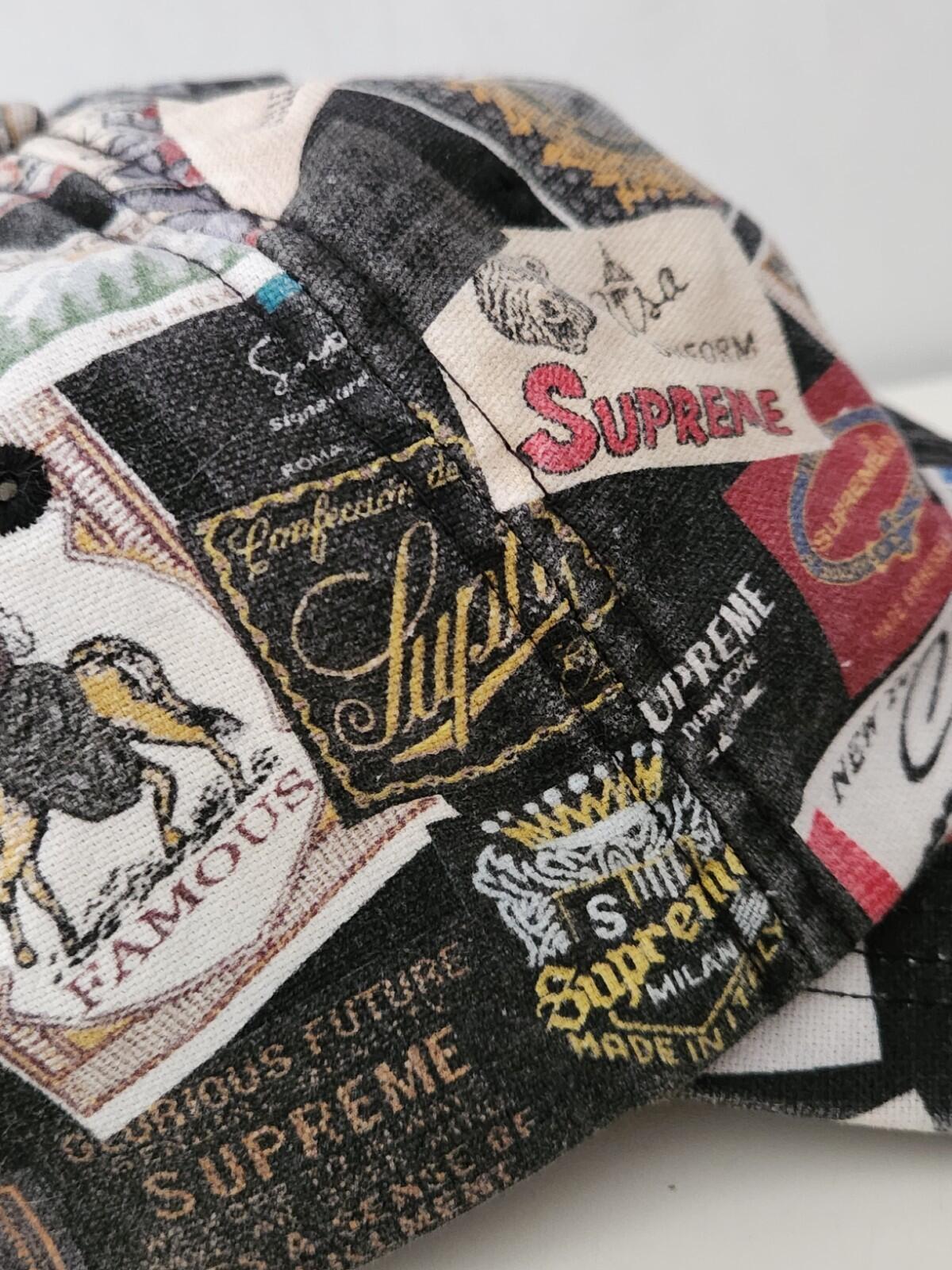 SS21 Supreme Labels 6-panel Black Cap Canvas Hat