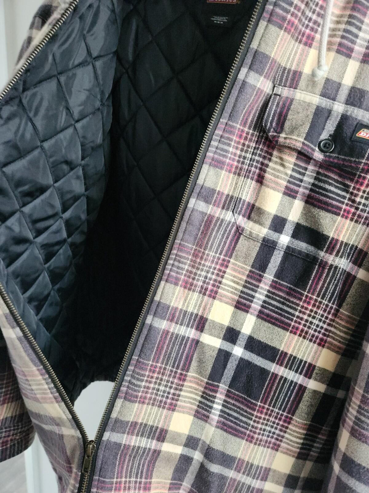 FW23 Supreme Dickies Plaid Hooded Zip Up Shirt size M medium black top flannel