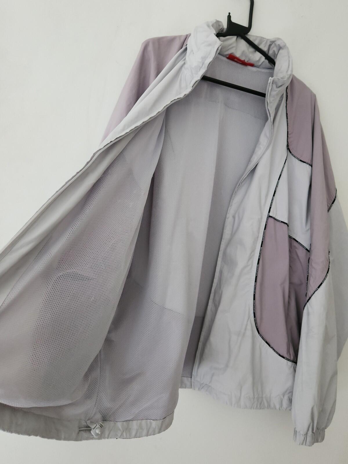 FW23 Supreme Logo Piping Hooded Track Jack Size XL Grey Lavender Water Resistant