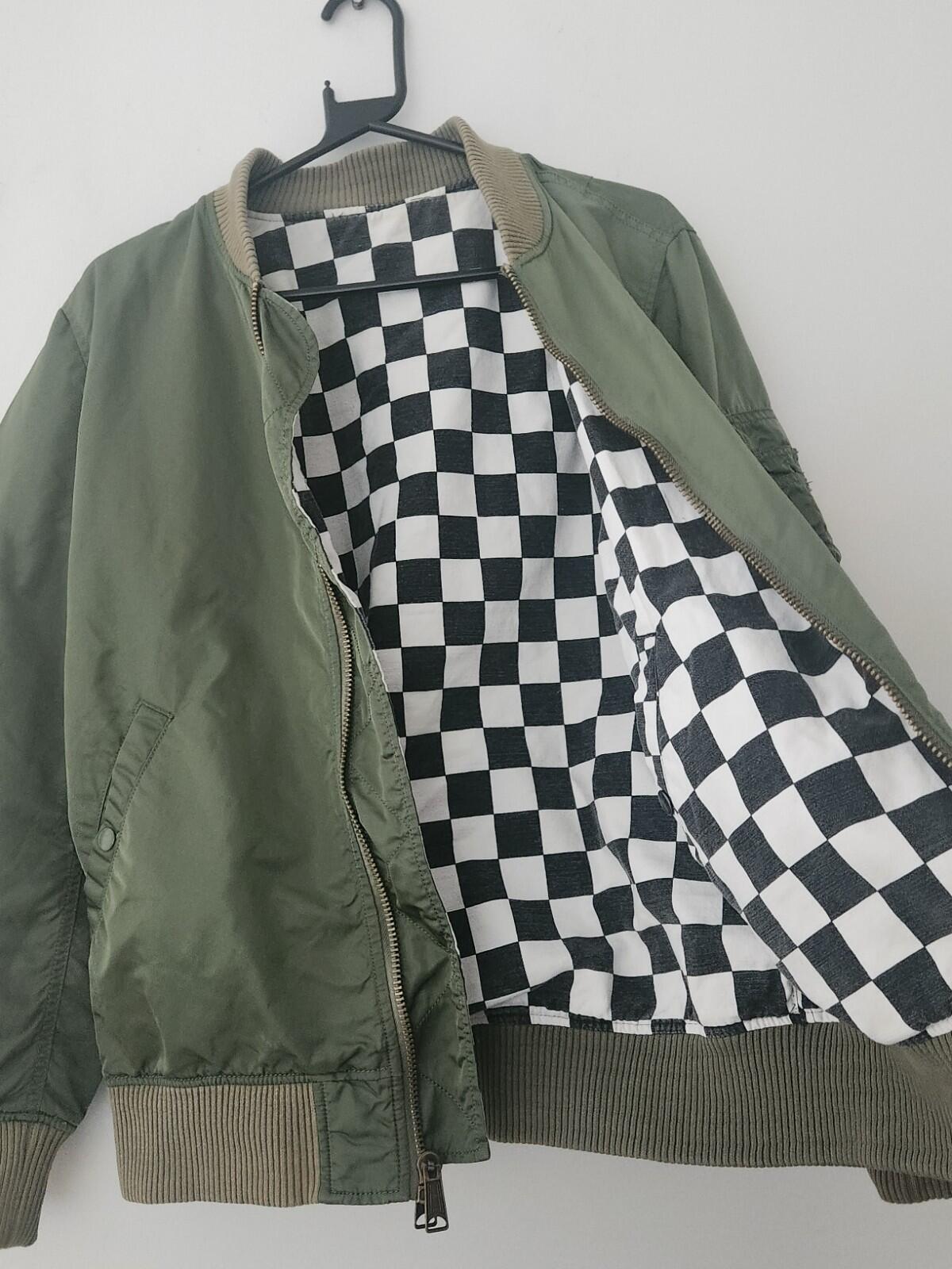 SS16 Supreme Reversible Checkered MA-1 jacket green bomber size M medium satin