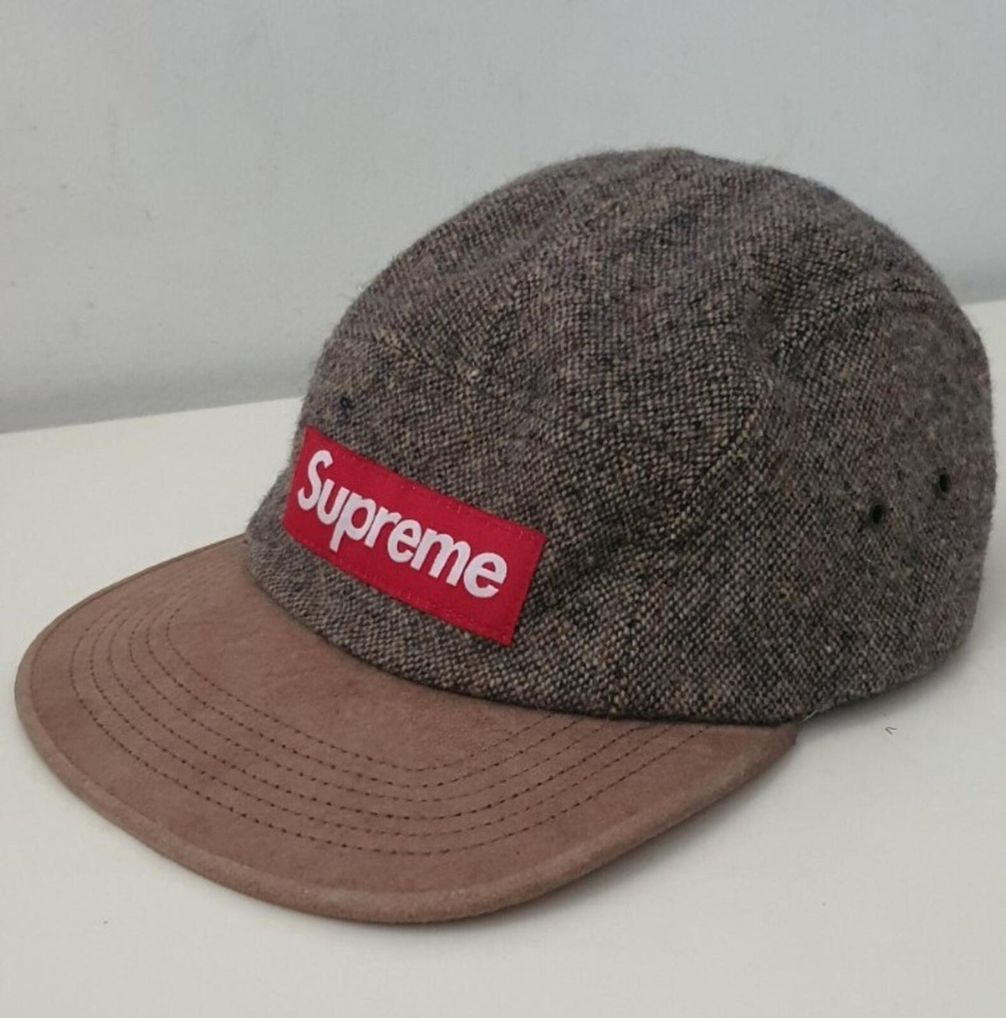 FW11 Supreme Donegal Wool Suede Visor Camp Cap grey Hat vintage 2011 Very Rare