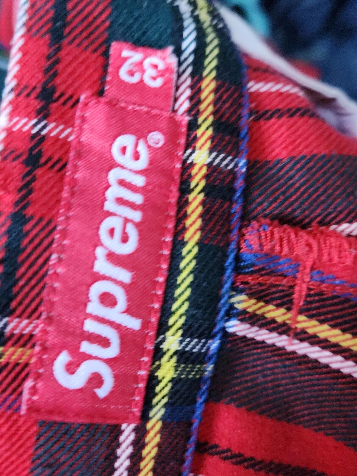 FW17 Supreme work pant Slim 32 Red Stewart Tartan Plaid trousers pants W32 L28