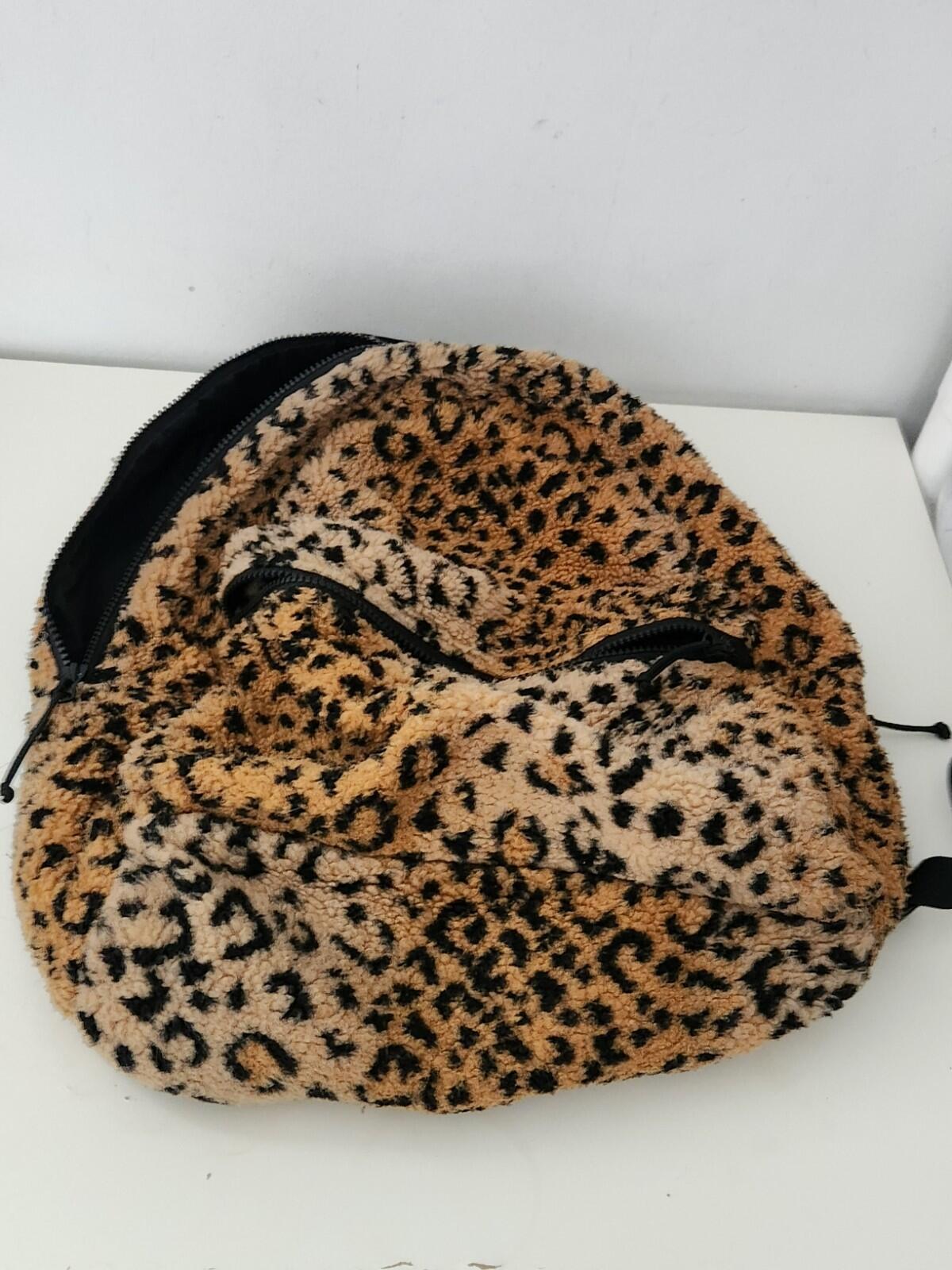 FW17 Supreme Leopard Fleece Backpack Bag Yellow