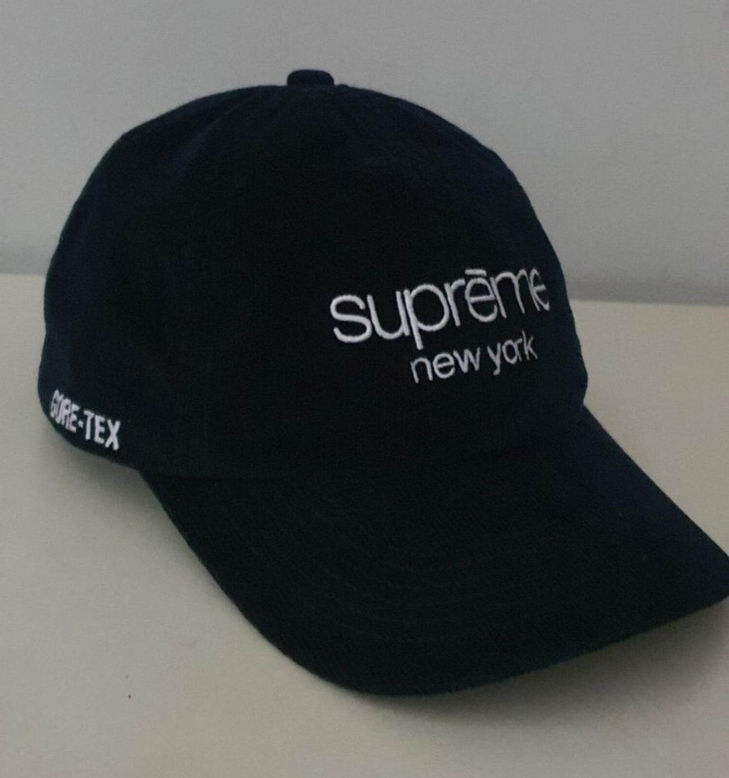 FW21 Supreme GORETEX corduroy Classic Logo 6-panel navy Cap water resistant hat