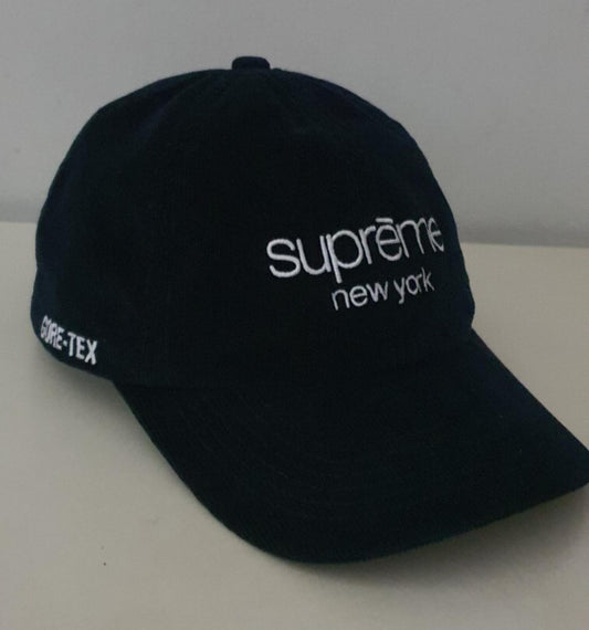 Gorra FW21 Supreme GORETEX pana logo clásico 6 paneles azul marino sombrero resistente al agua