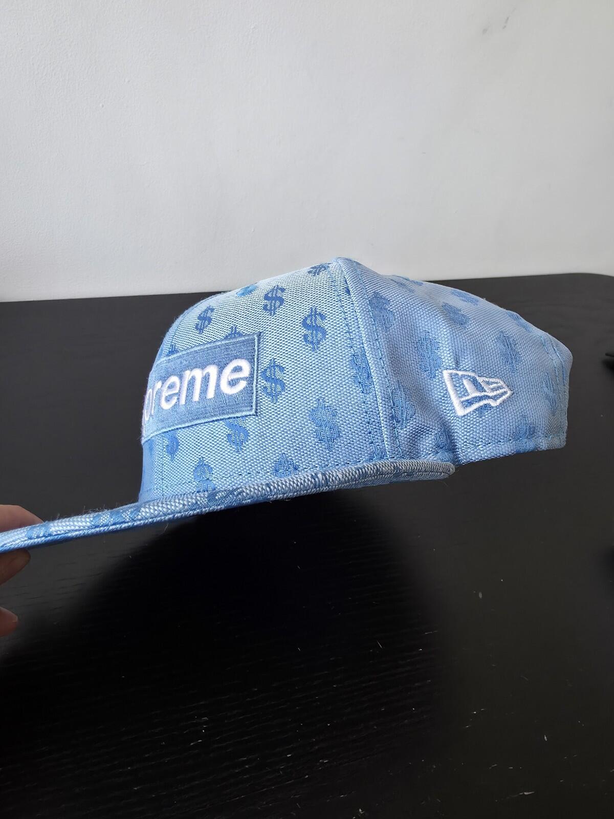 SS18 Supreme Monogram Box Logo New Era Light Blue Size 7 1/2 $ Dollar