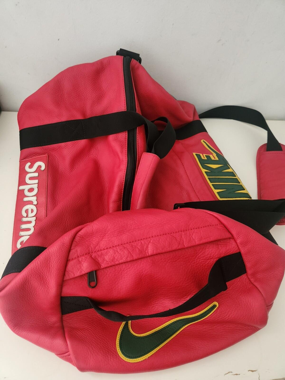 FW19 Supreme x Nike Leather duffle bag box logo Premium Cowhide