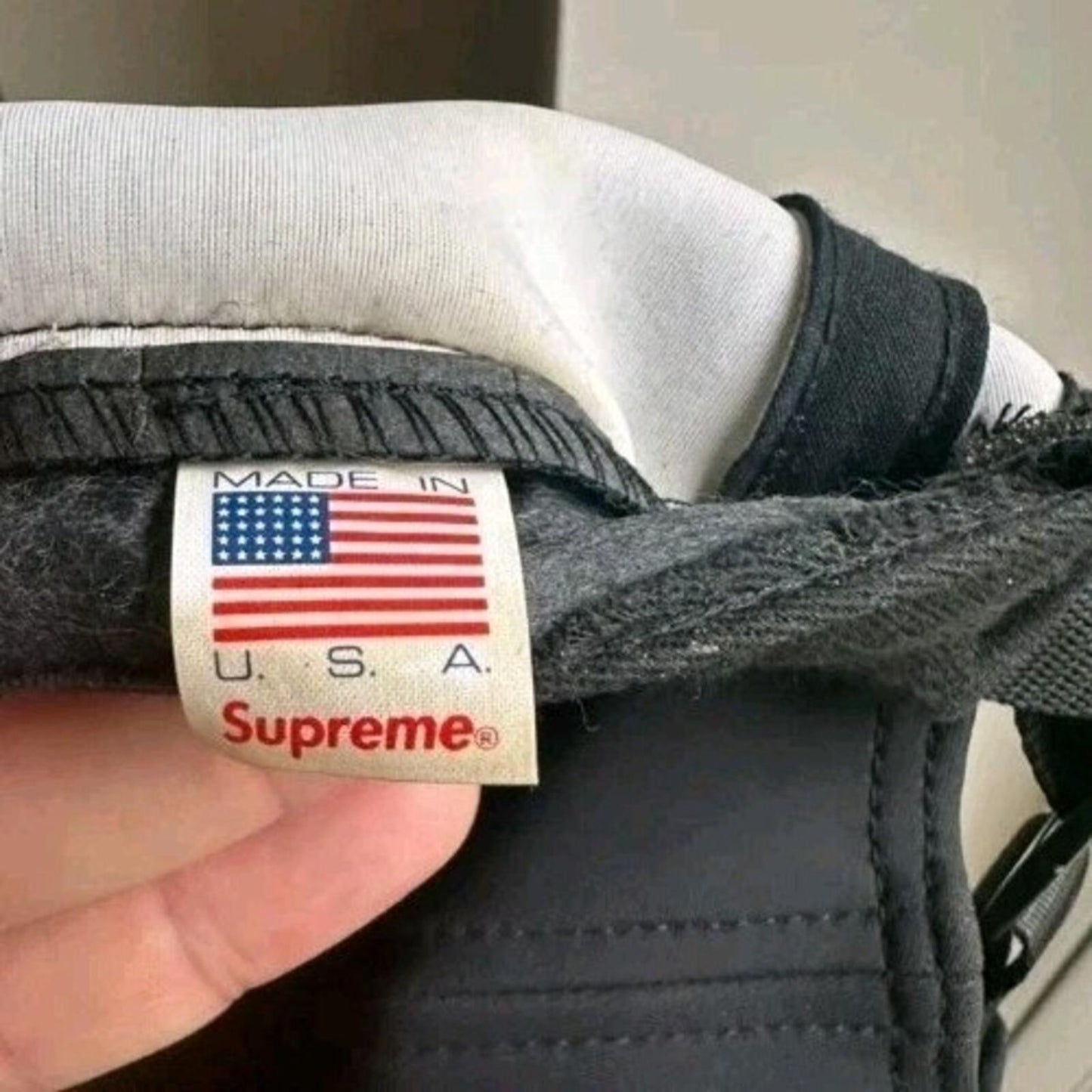 SS15 Supreme Expedition Leather Visor Camp Cap Hat Black