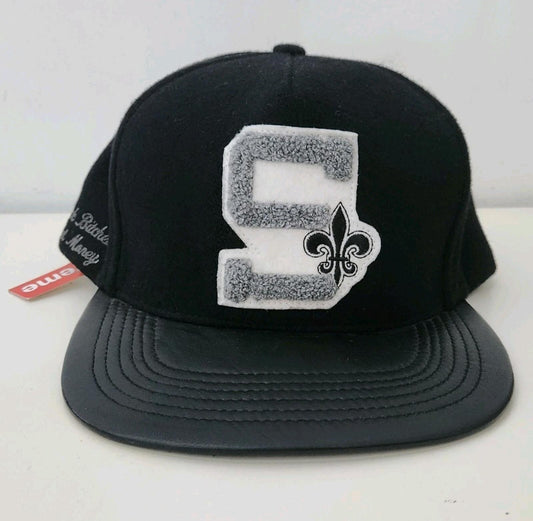 FW12 Supreme F uck B itches Get Money Woll-5-Panel-Lederkappe Schwarze Mütze FBGM