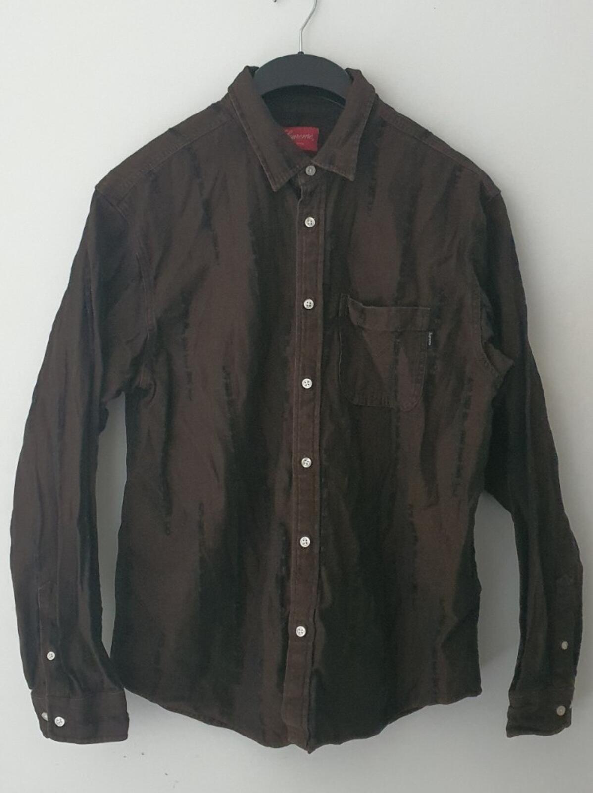 FW20 Supreme Stripe Logo Jacquard denim long sleeve L/S shirt L large