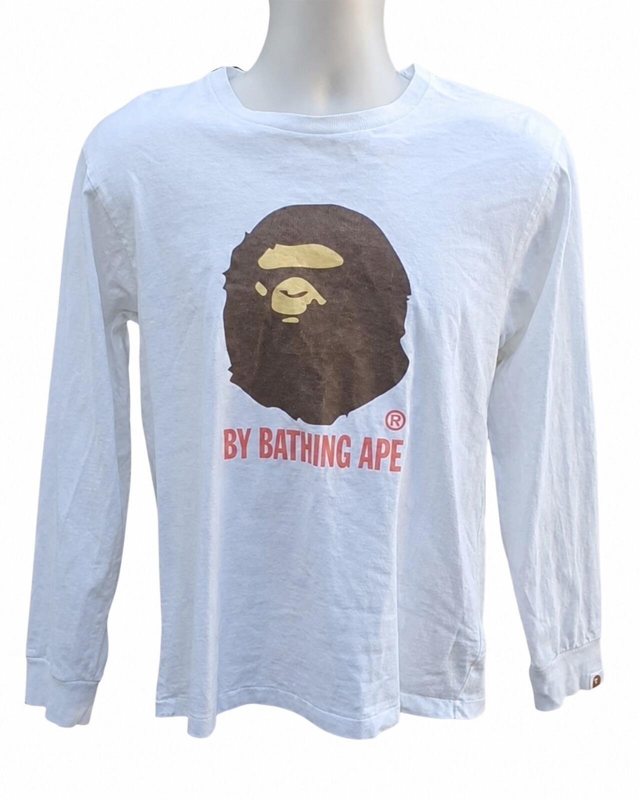 Camiseta de manga larga A BATHING APE Big Ape Head blanca talla M BAPE