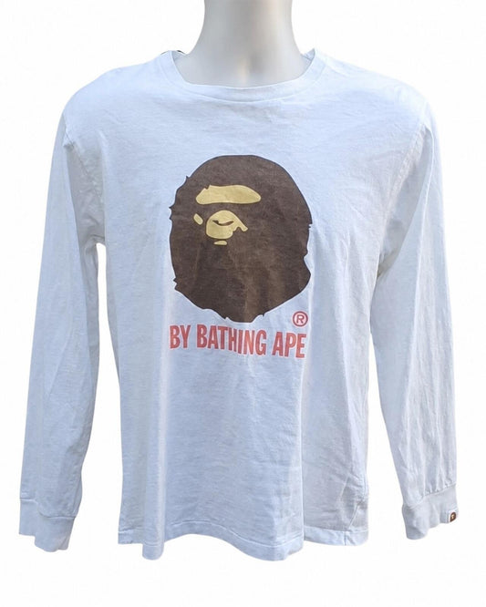 Camiseta de manga larga A BATHING APE Big Ape Head blanca talla M BAPE